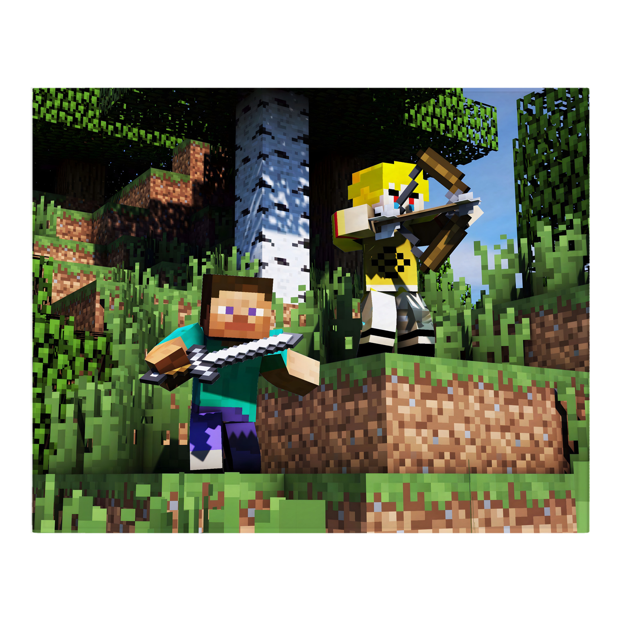 （画像用） マインクラフト ブロックの世界 Minecraft MC Block world フランネルブランケット・多サイズ対応（横型）