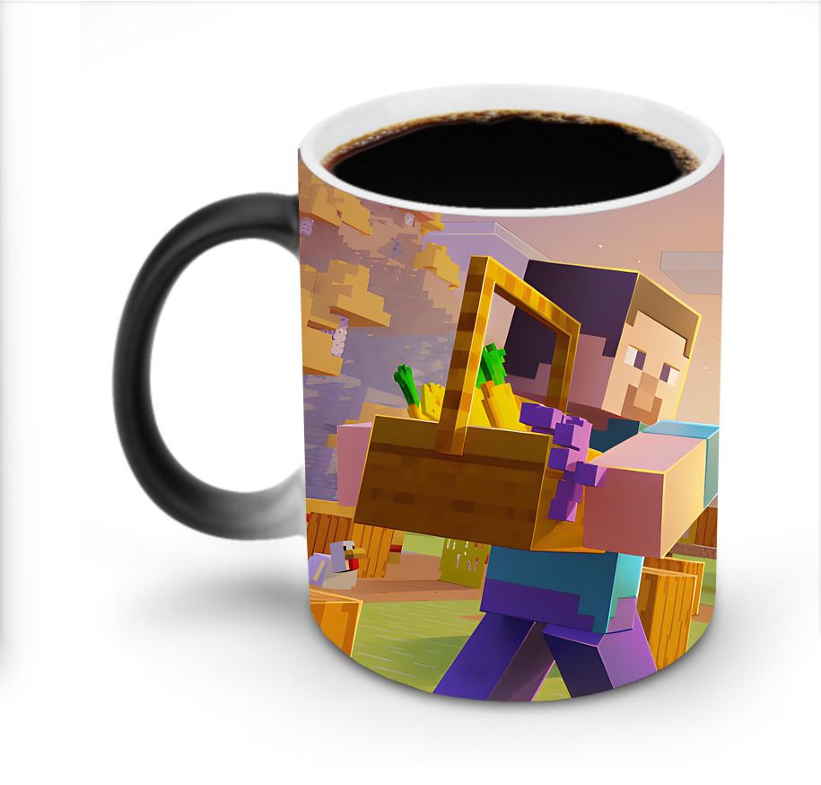 （画像用） マインクラフト ブロックの世界 Minecraft MC Block world 温度変色マグカップ