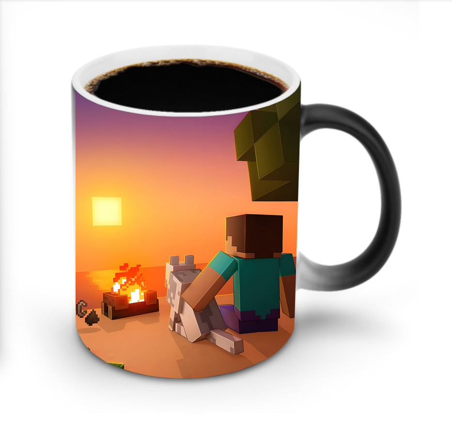 （画像用） マインクラフト ブロックの世界 Minecraft MC Block world 温度変色マグカップ