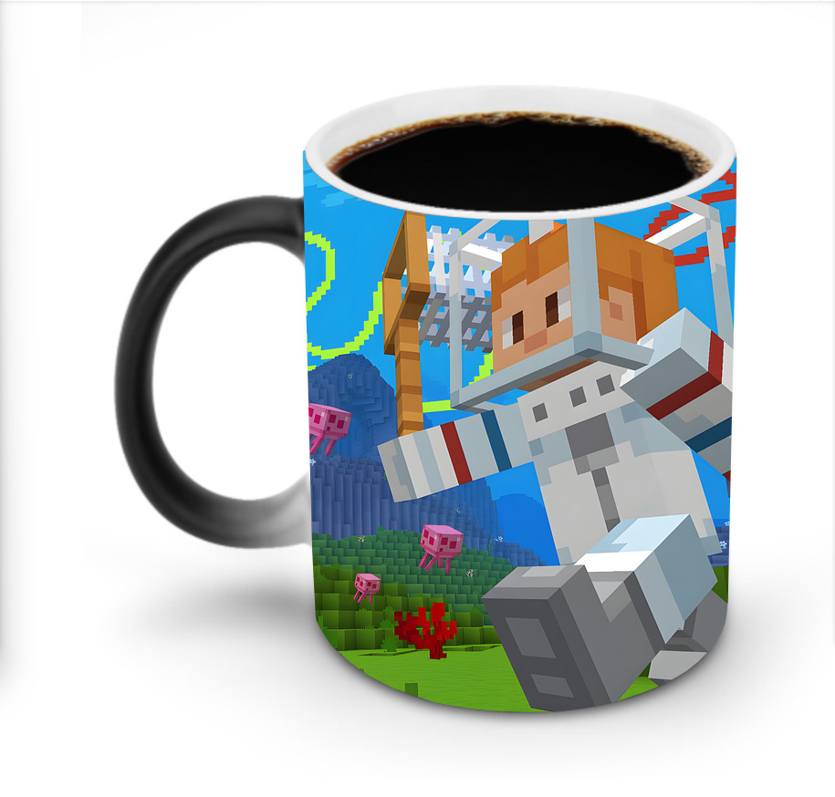 （画像用） マインクラフト ブロックの世界 Minecraft MC Block world 温度変色マグカップ