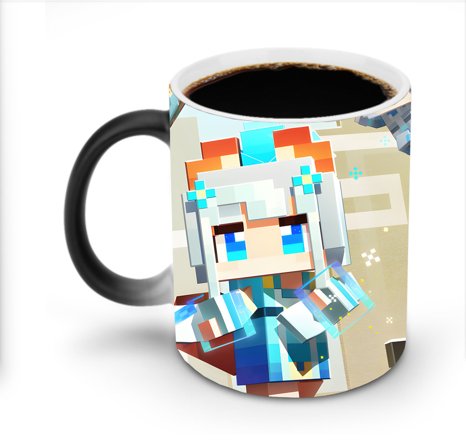 （画像用） マインクラフト ブロックの世界 Minecraft MC Block world 温度変色マグカップ