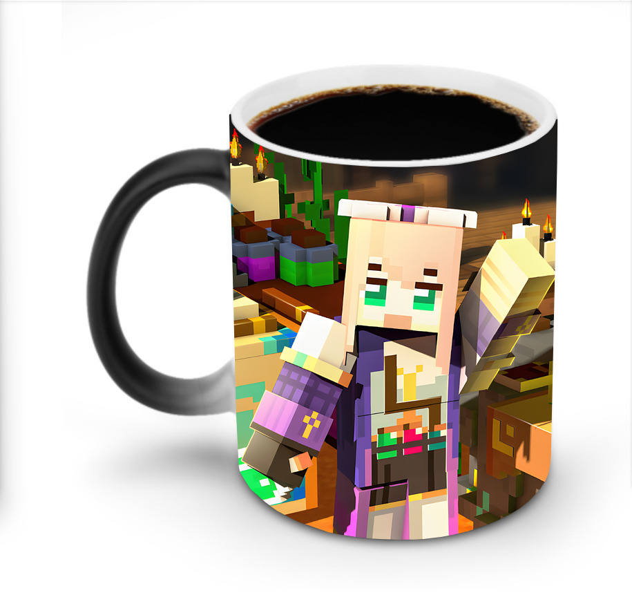 （画像用） マインクラフト ブロックの世界 Minecraft MC Block world 温度変色マグカップ