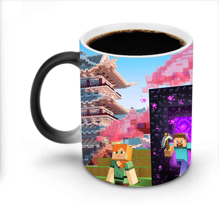 （画像用） マインクラフト ブロックの世界 Minecraft MC Block world 温度変色マグカップ