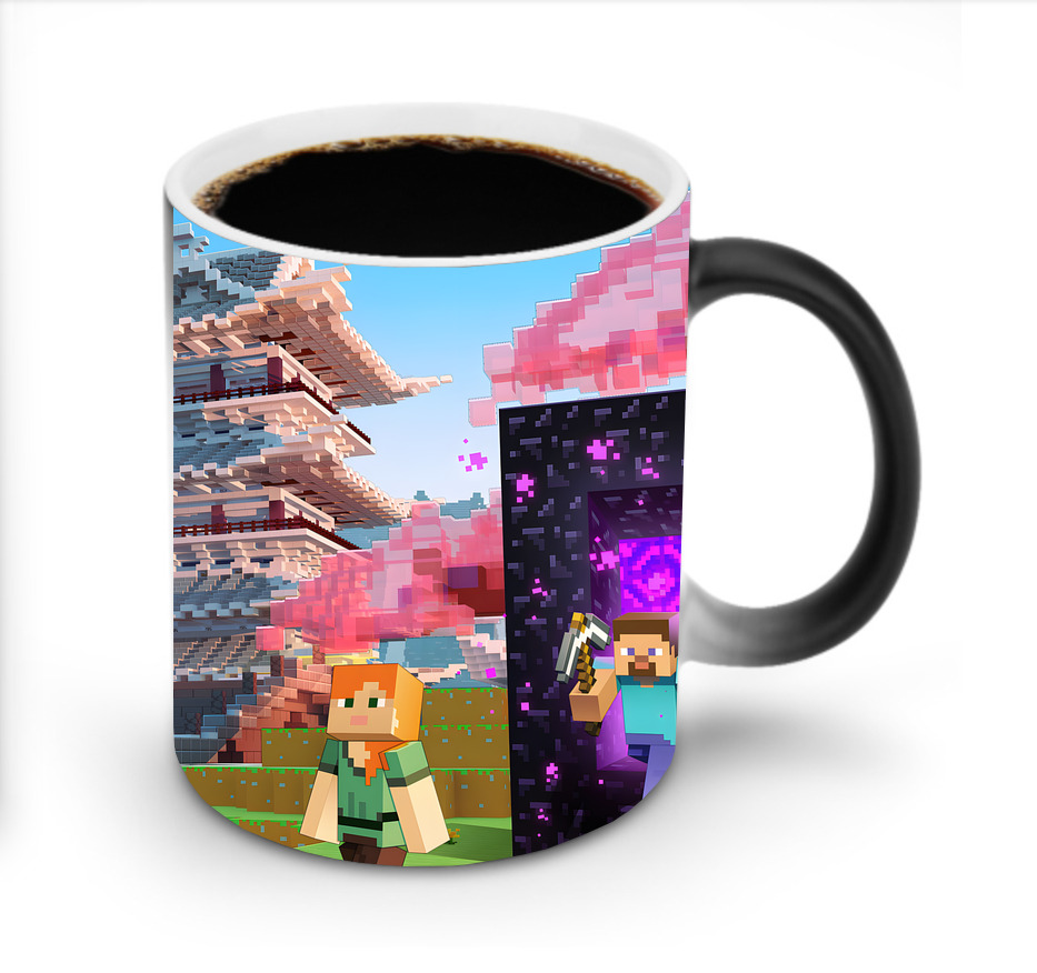 （画像用） マインクラフト ブロックの世界 Minecraft MC Block world 温度変色マグカップ