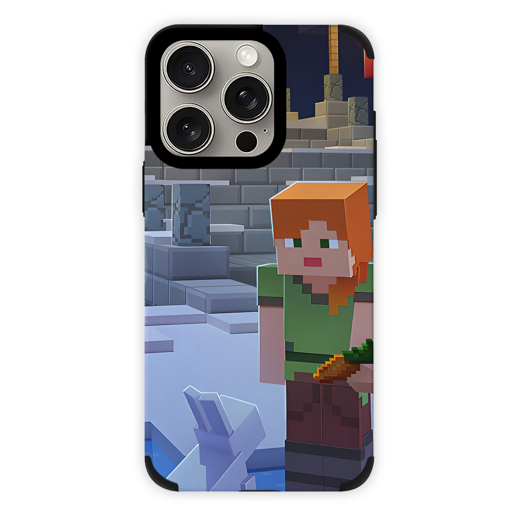 （画像用） マインクラフト ブロックの世界 Minecraft MC Block world 【iPhone15ProMax対応】 PUレザー スマホケース 耐衝撃＆黄変防止