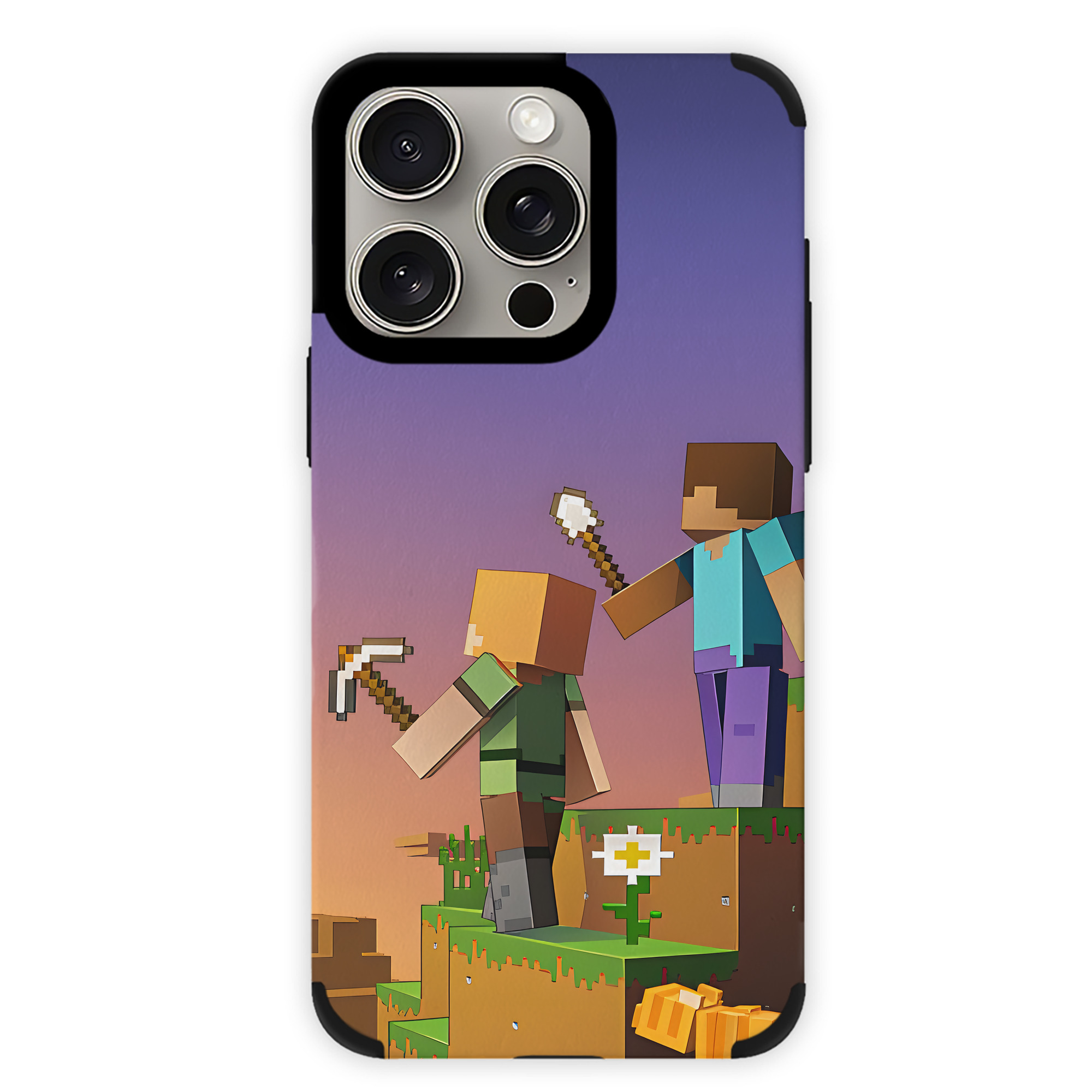 （画像用） マインクラフト ブロックの世界 Minecraft MC Block world 【iPhone15ProMax対応】 PUレザー スマホケース 耐衝撃＆黄変防止