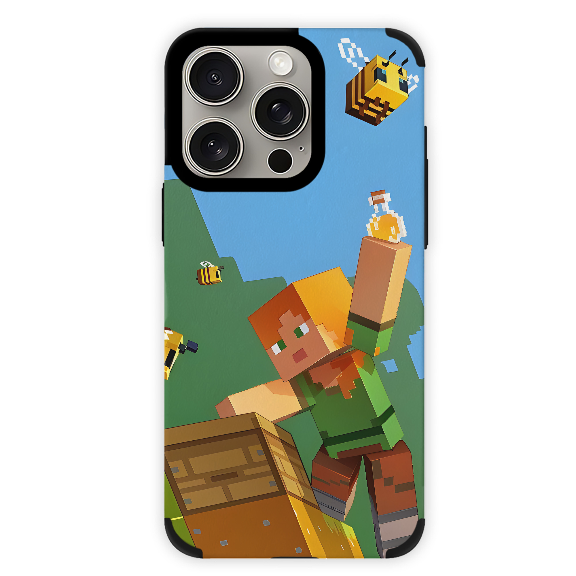 （画像用） マインクラフト ブロックの世界 Minecraft MC Block world 【iPhone15ProMax対応】 PUレザー スマホケース 耐衝撃＆黄変防止