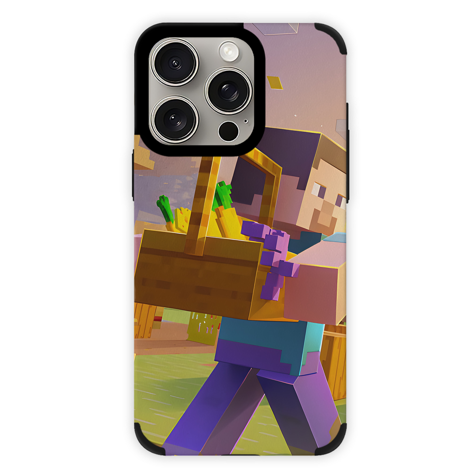 （画像用） マインクラフト ブロックの世界 Minecraft MC Block world 【iPhone15ProMax対応】 PUレザー スマホケース 耐衝撃＆黄変防止