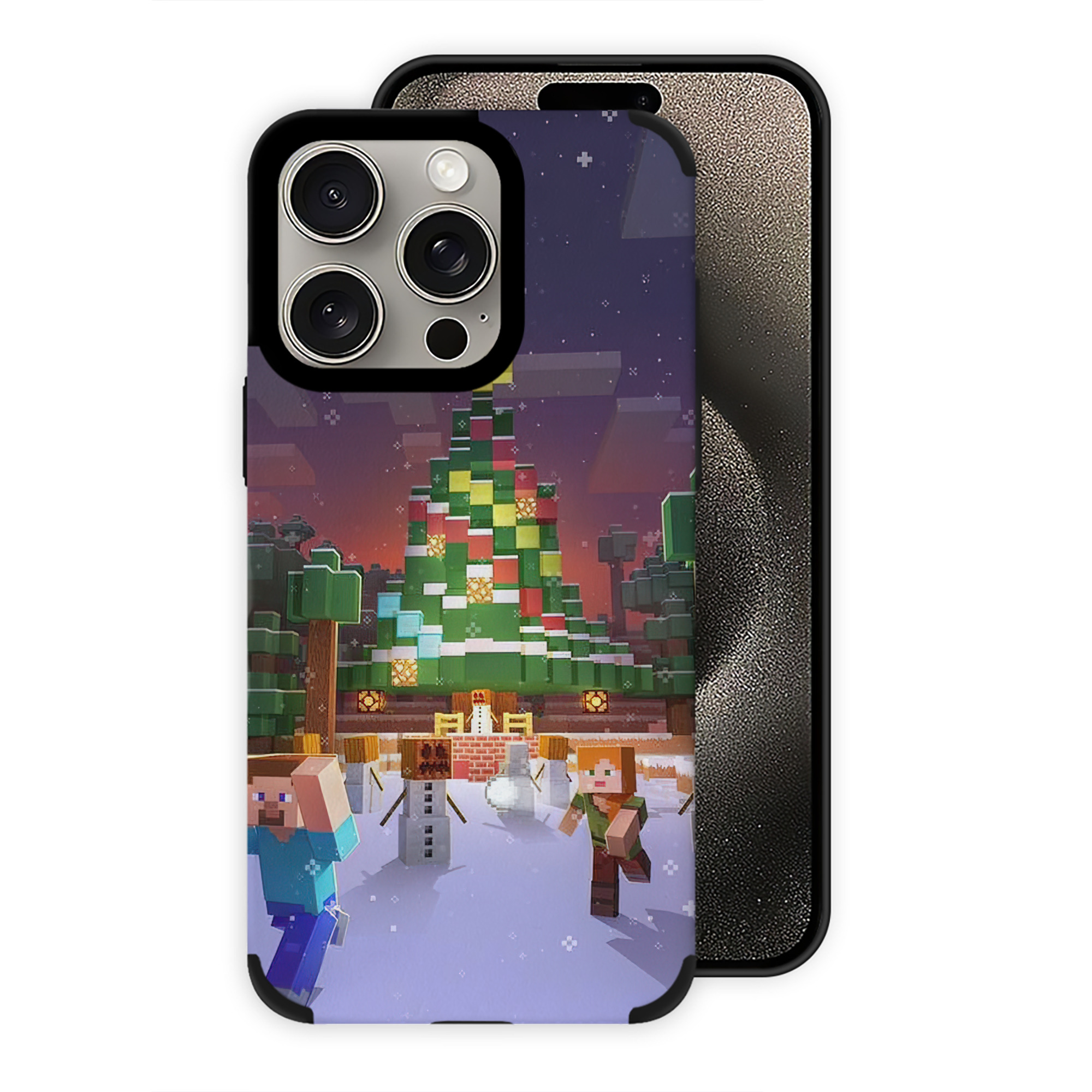 （画像用） マインクラフト ブロックの世界 Minecraft MC Block world 【iPhone15ProMax対応】 PUレザー スマホケース 耐衝撃＆黄変防止