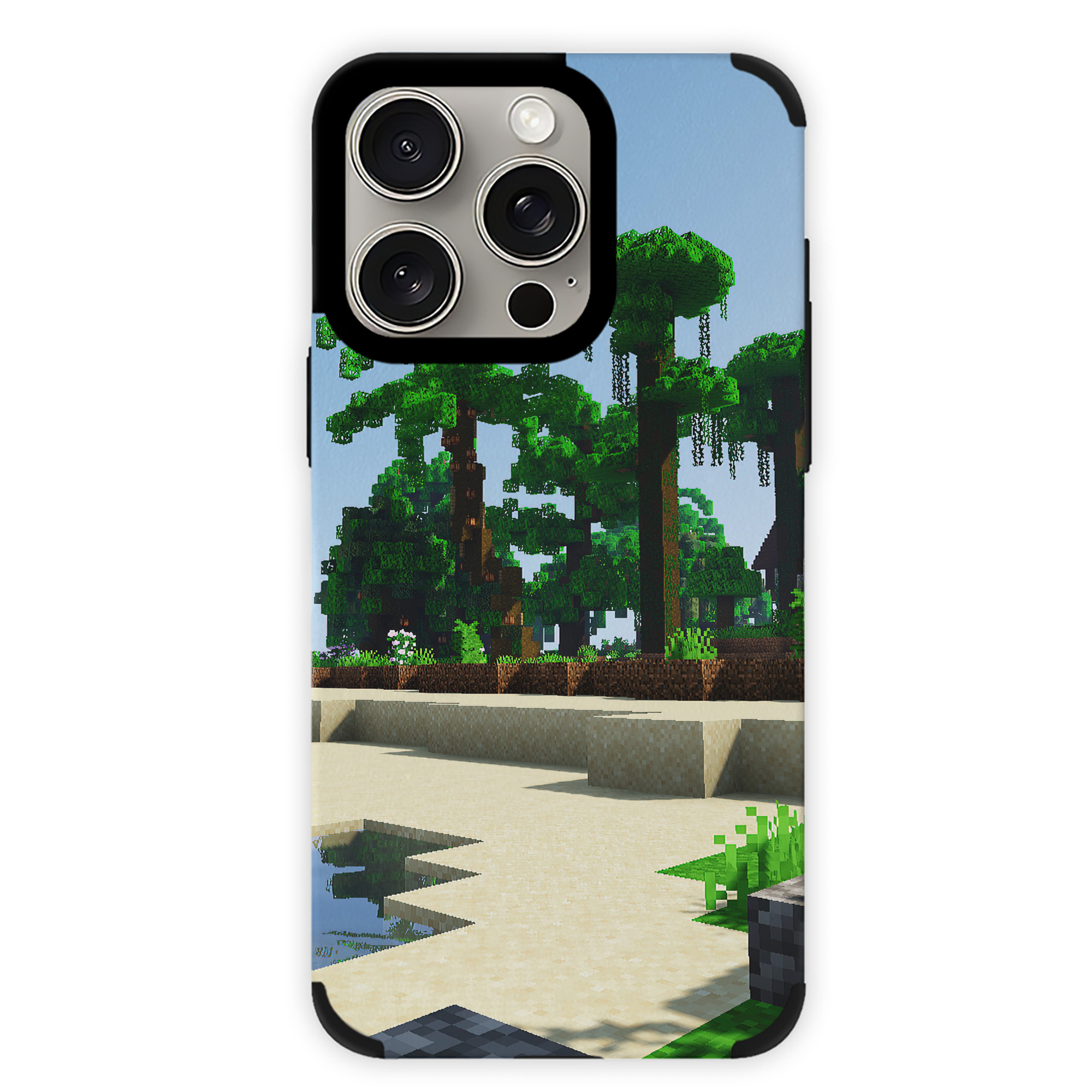 （画像用） マインクラフト ブロックの世界 Minecraft MC Block world 【iPhone15ProMax対応】 PUレザー スマホケース 耐衝撃＆黄変防止