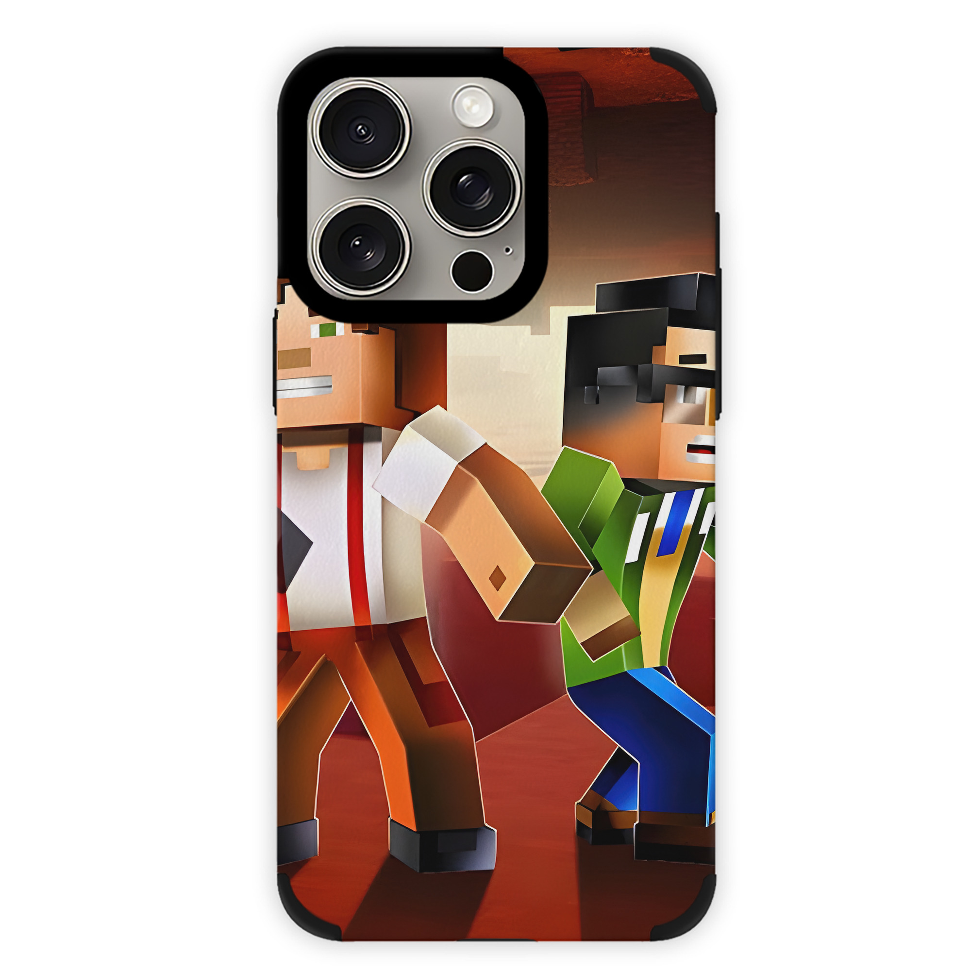 （画像用） マインクラフト ブロックの世界 Minecraft MC Block world 【iPhone15ProMax対応】 PUレザー スマホケース 耐衝撃＆黄変防止