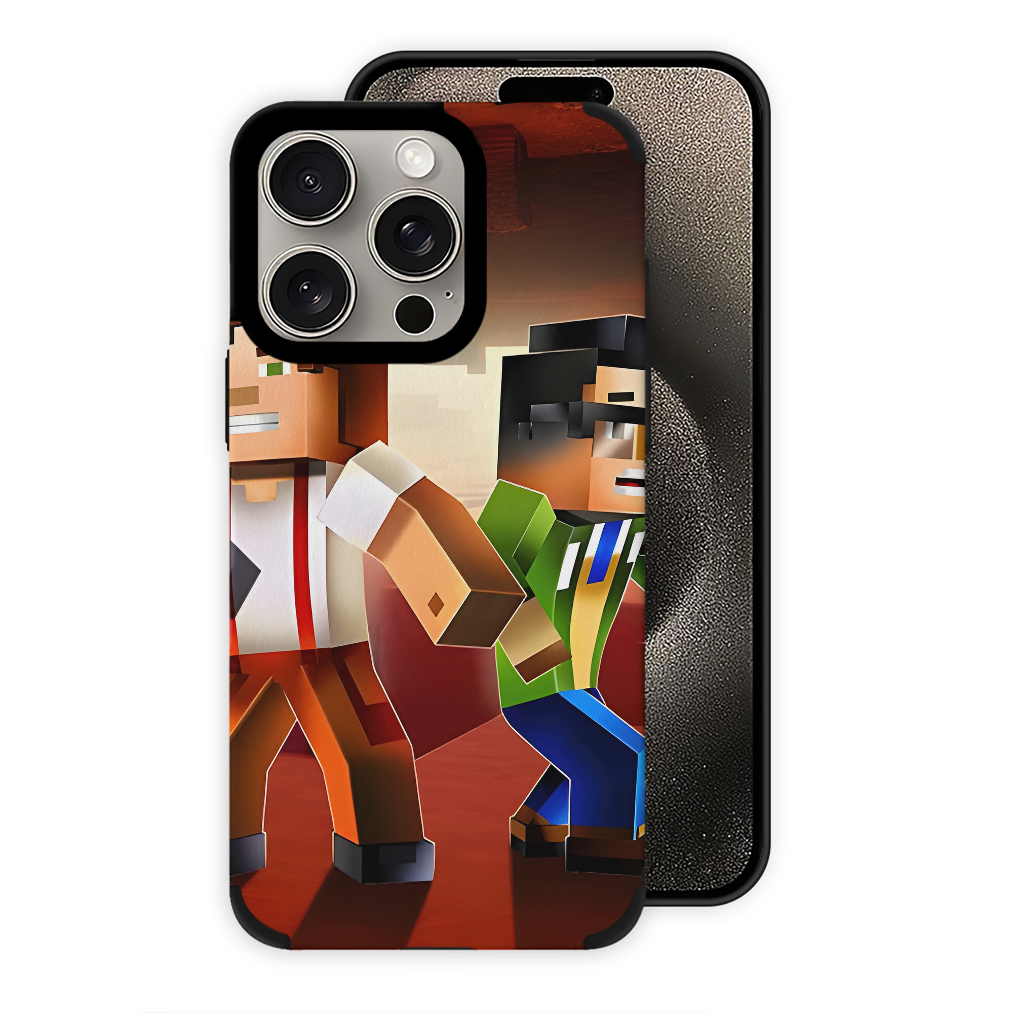 （画像用） マインクラフト ブロックの世界 Minecraft MC Block world 【iPhone15ProMax対応】 PUレザー スマホケース 耐衝撃＆黄変防止