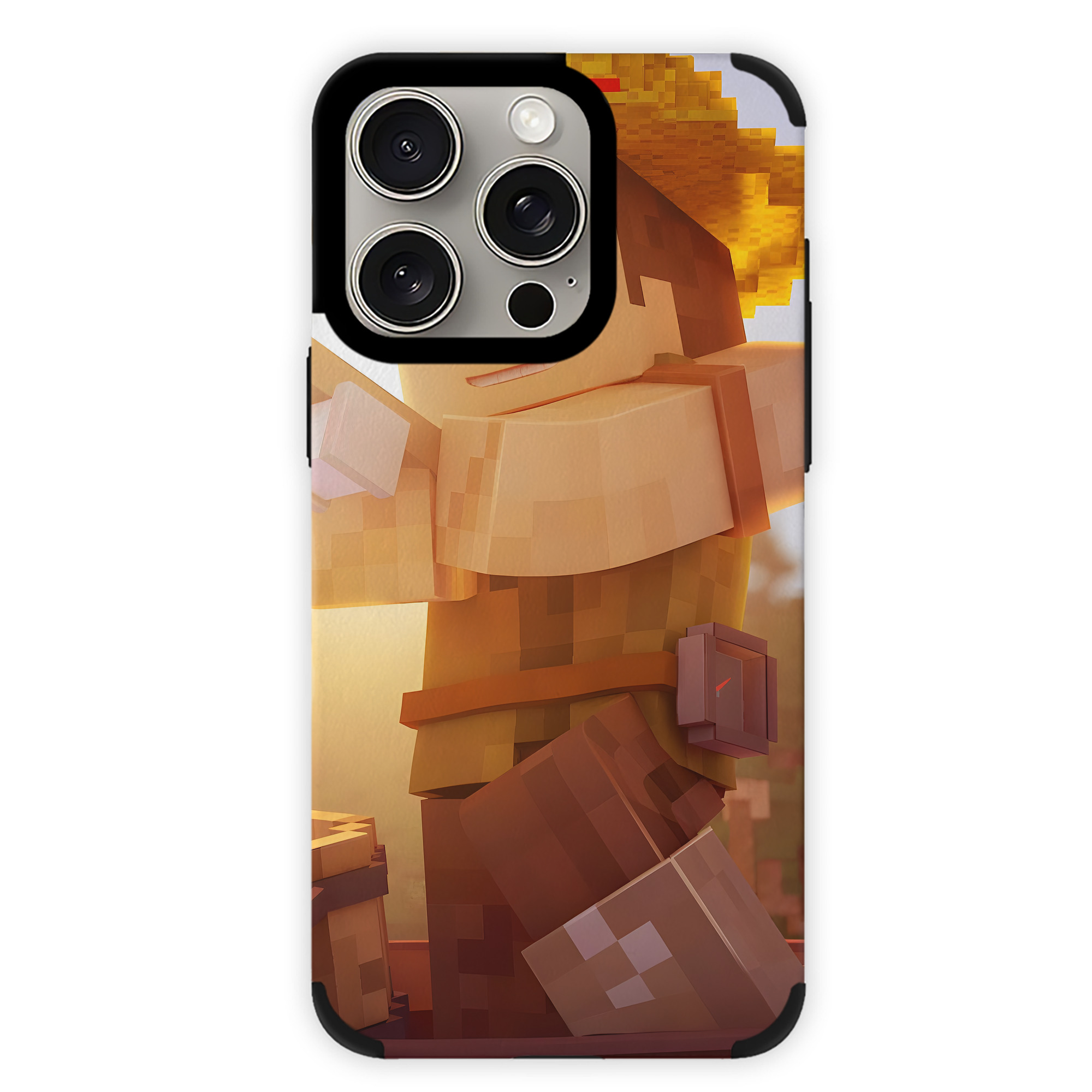 （画像用） マインクラフト ブロックの世界 Minecraft MC Block world 【iPhone15ProMax対応】 PUレザー スマホケース 耐衝撃＆黄変防止