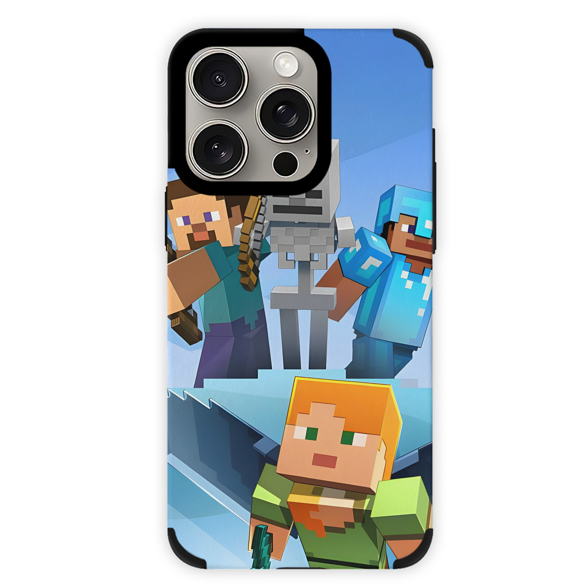 （画像用） マインクラフト ブロックの世界 Minecraft MC Block world 【iPhone15ProMax対応】 PUレザー スマホケース 耐衝撃＆黄変防止