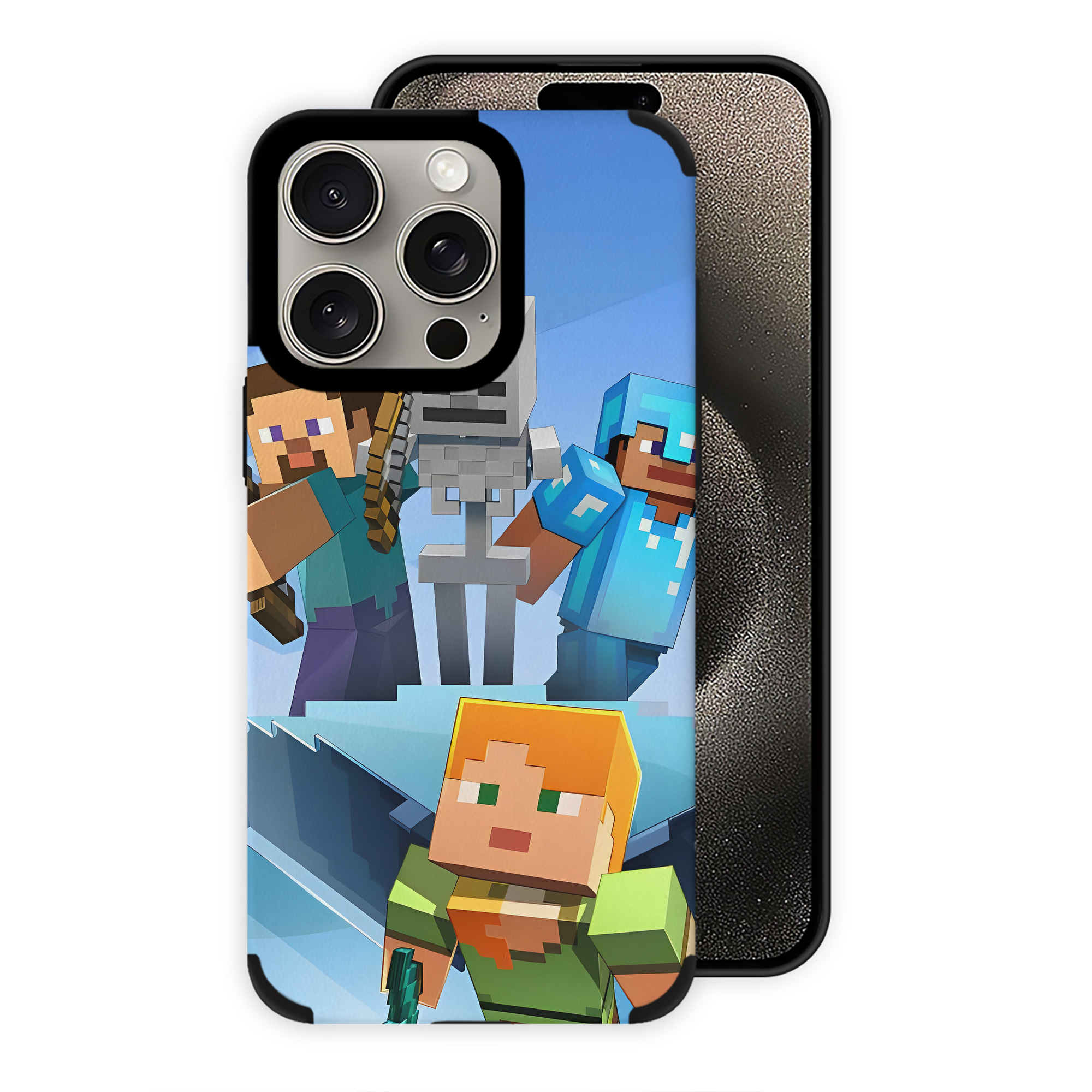 （画像用） マインクラフト ブロックの世界 Minecraft MC Block world 【iPhone15ProMax対応】 PUレザー スマホケース 耐衝撃＆黄変防止