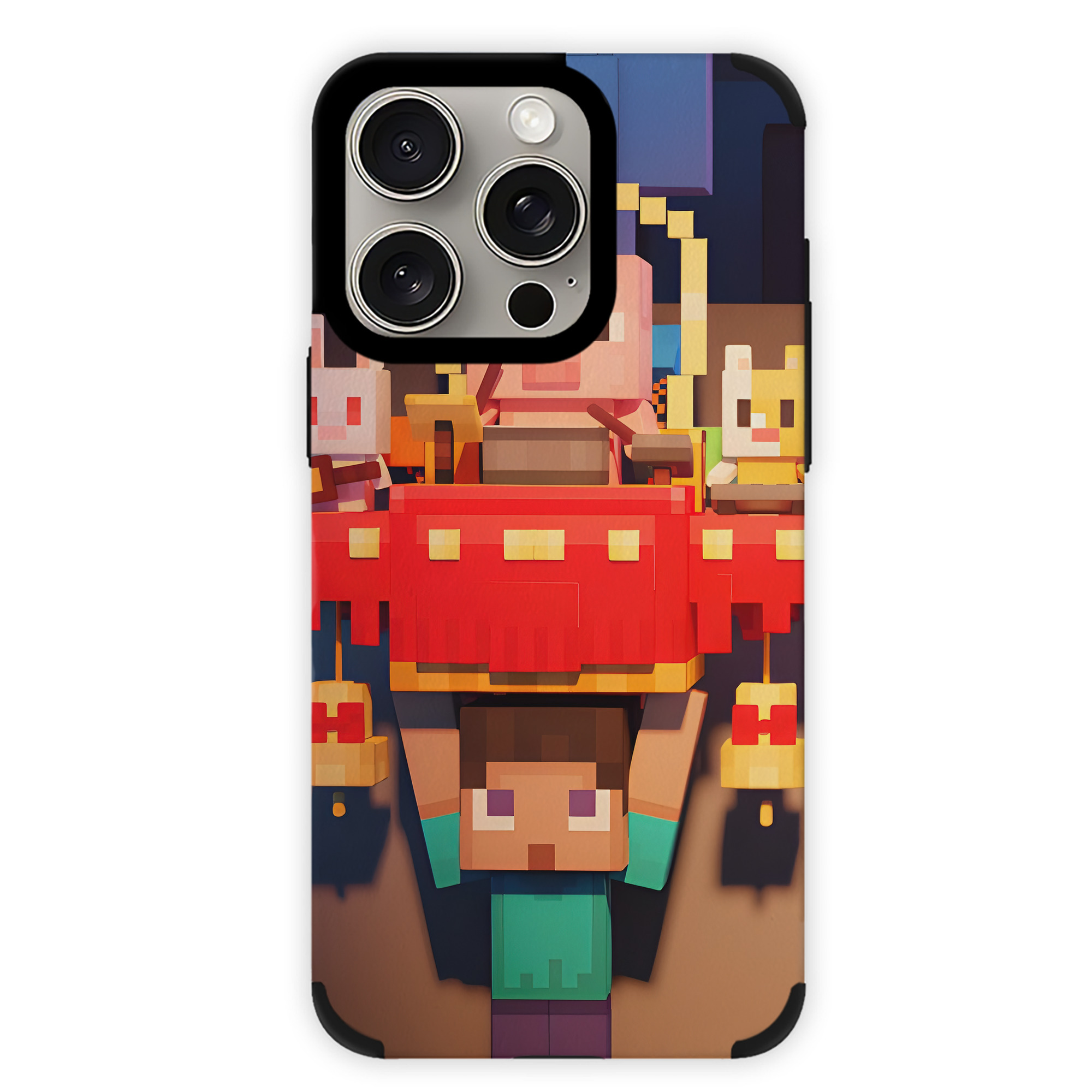 （画像用） マインクラフト ブロックの世界 Minecraft MC Block world 【iPhone15ProMax対応】 PUレザー スマホケース 耐衝撃＆黄変防止