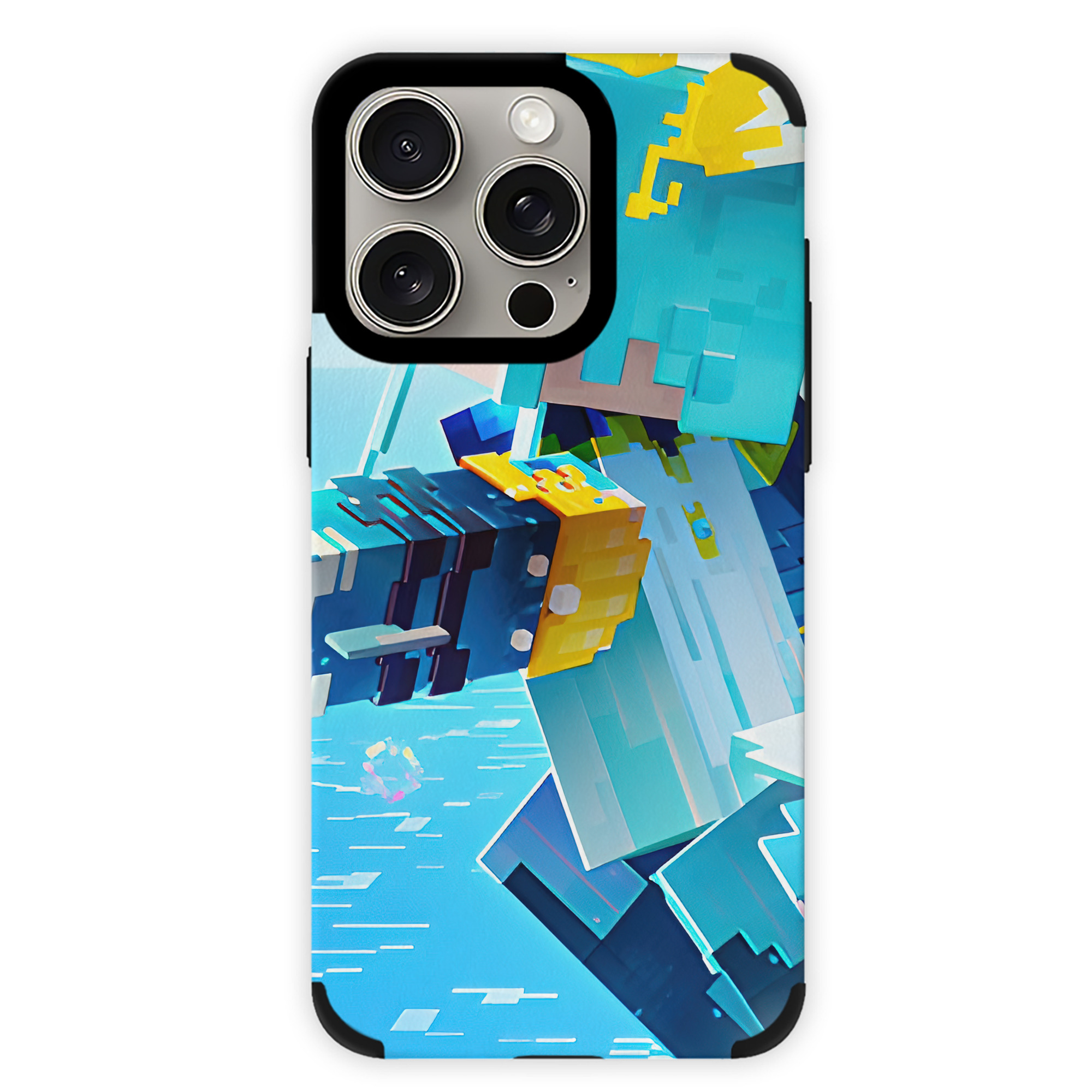 （画像用） マインクラフト ブロックの世界 Minecraft MC Block world 【iPhone15ProMax対応】 PUレザー スマホケース 耐衝撃＆黄変防止