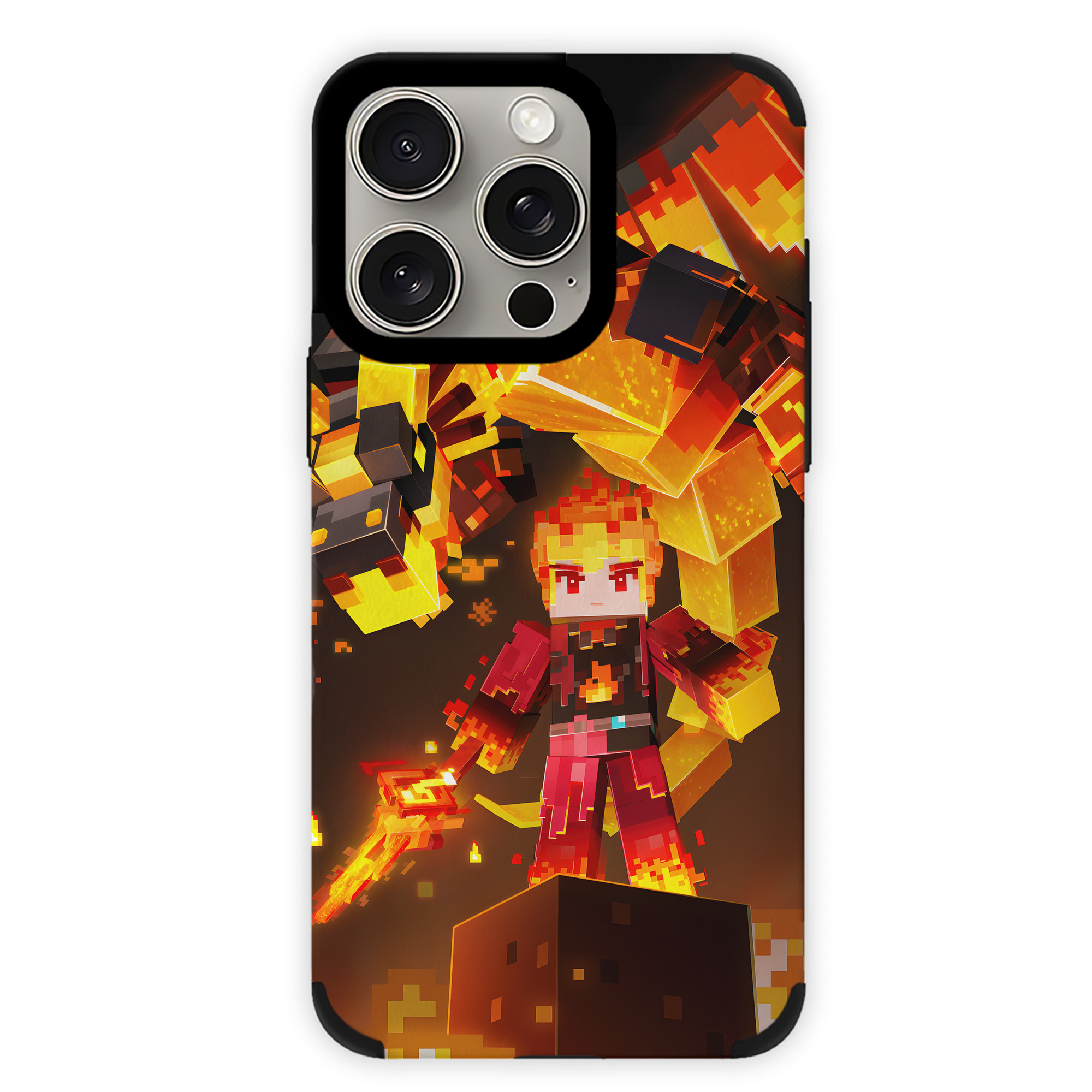 （画像用） マインクラフト ブロックの世界 Minecraft MC Block world 【iPhone15ProMax対応】 PUレザー スマホケース 耐衝撃＆黄変防止