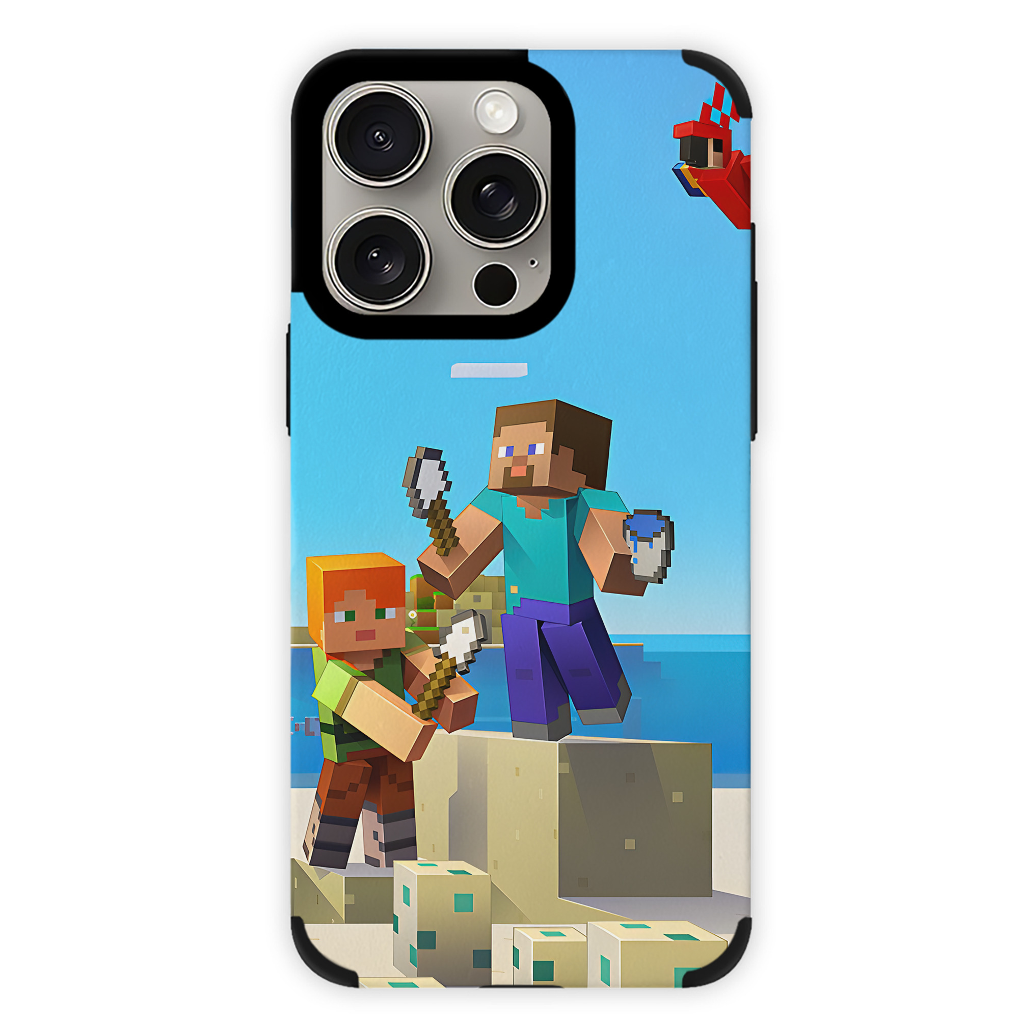 （画像用） マインクラフト ブロックの世界 Minecraft MC Block world 【iPhone15ProMax対応】 PUレザー スマホケース 耐衝撃＆黄変防止