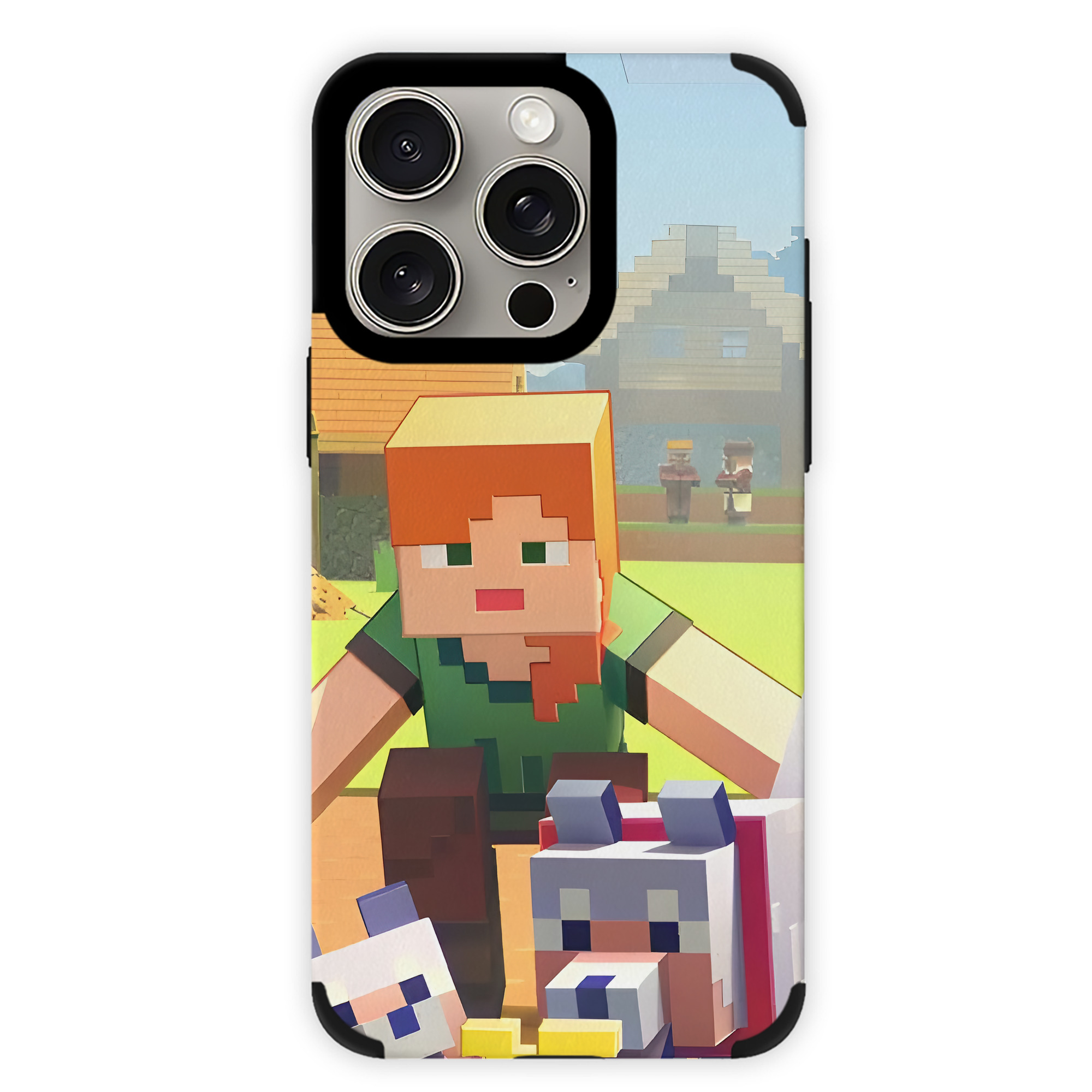 （画像用） マインクラフト ブロックの世界 Minecraft MC Block world 【iPhone15ProMax対応】 PUレザー スマホケース 耐衝撃＆黄変防止