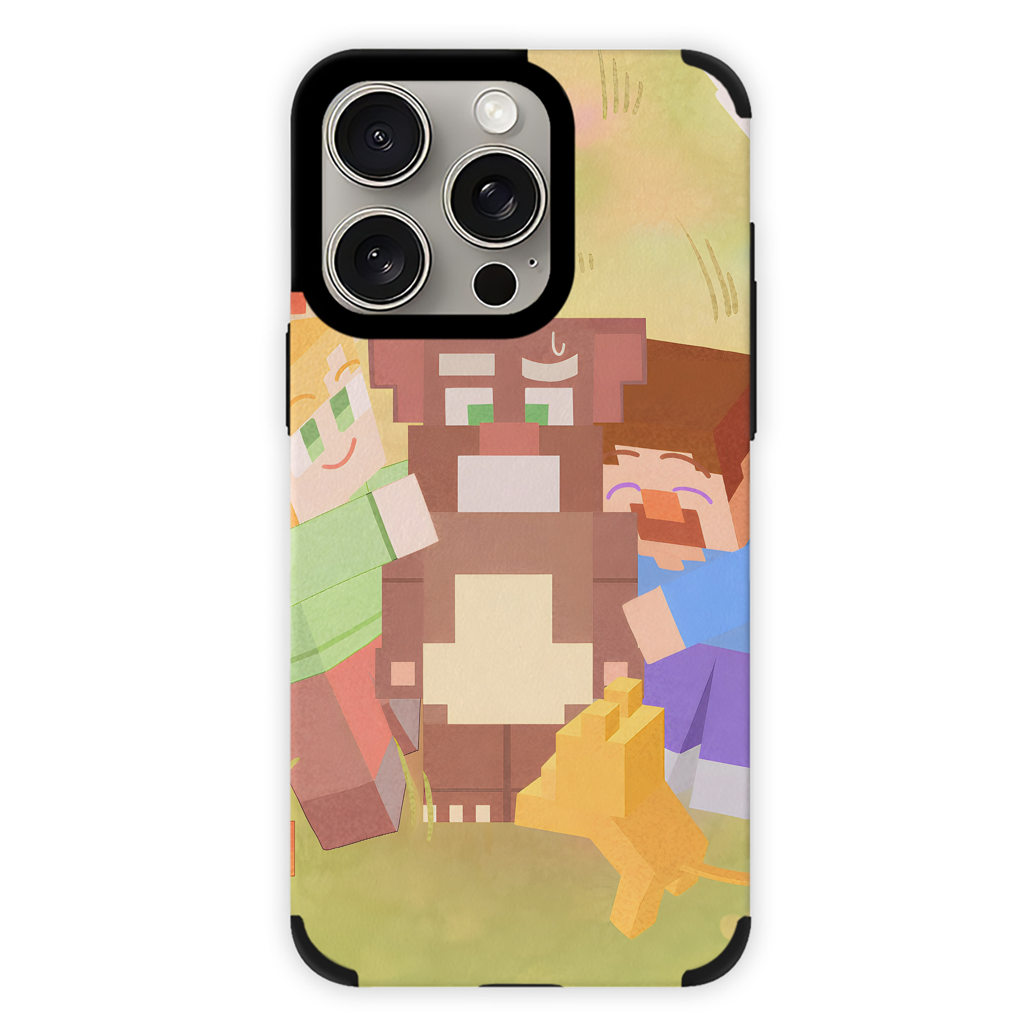 （画像用） マインクラフト ブロックの世界 Minecraft MC Block world 【iPhone15ProMax対応】 PUレザー スマホケース 耐衝撃＆黄変防止