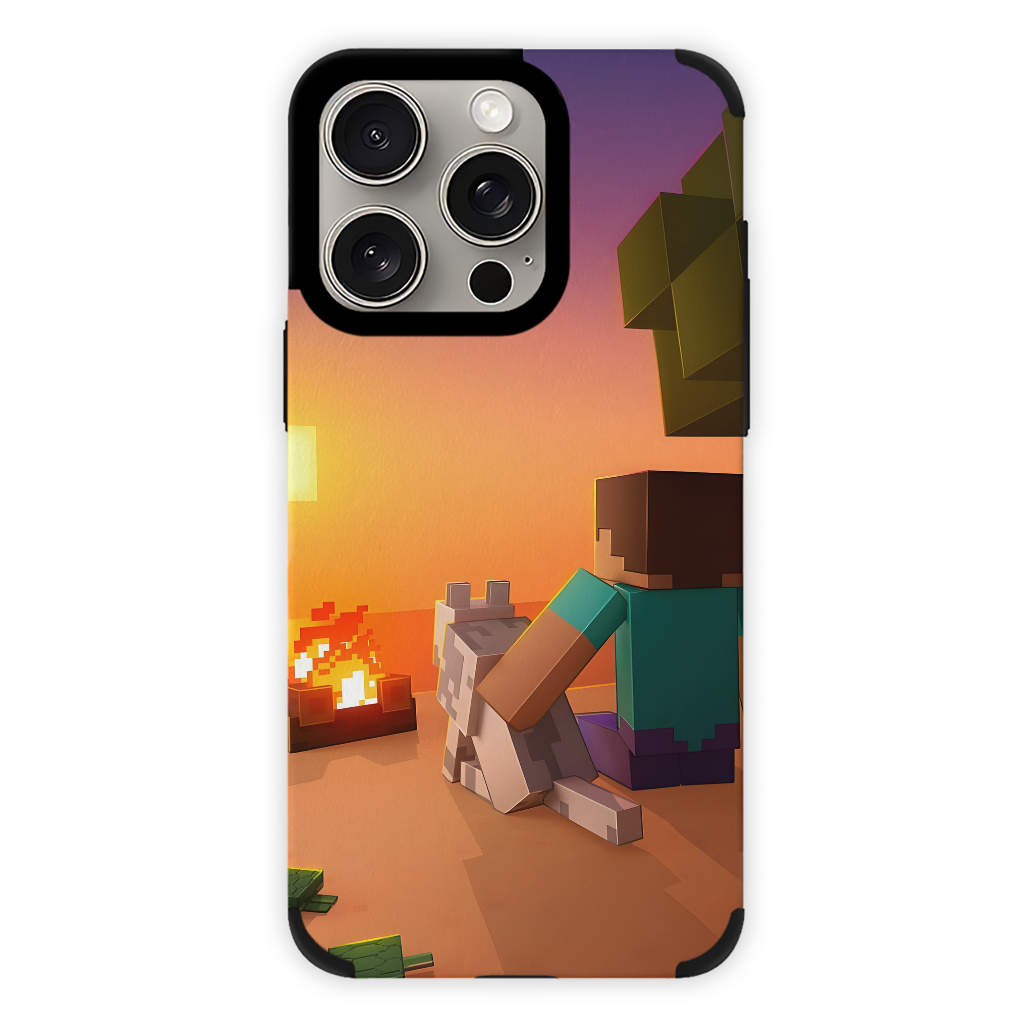 （画像用） マインクラフト ブロックの世界 Minecraft MC Block world 【iPhone15ProMax対応】 PUレザー スマホケース 耐衝撃＆黄変防止