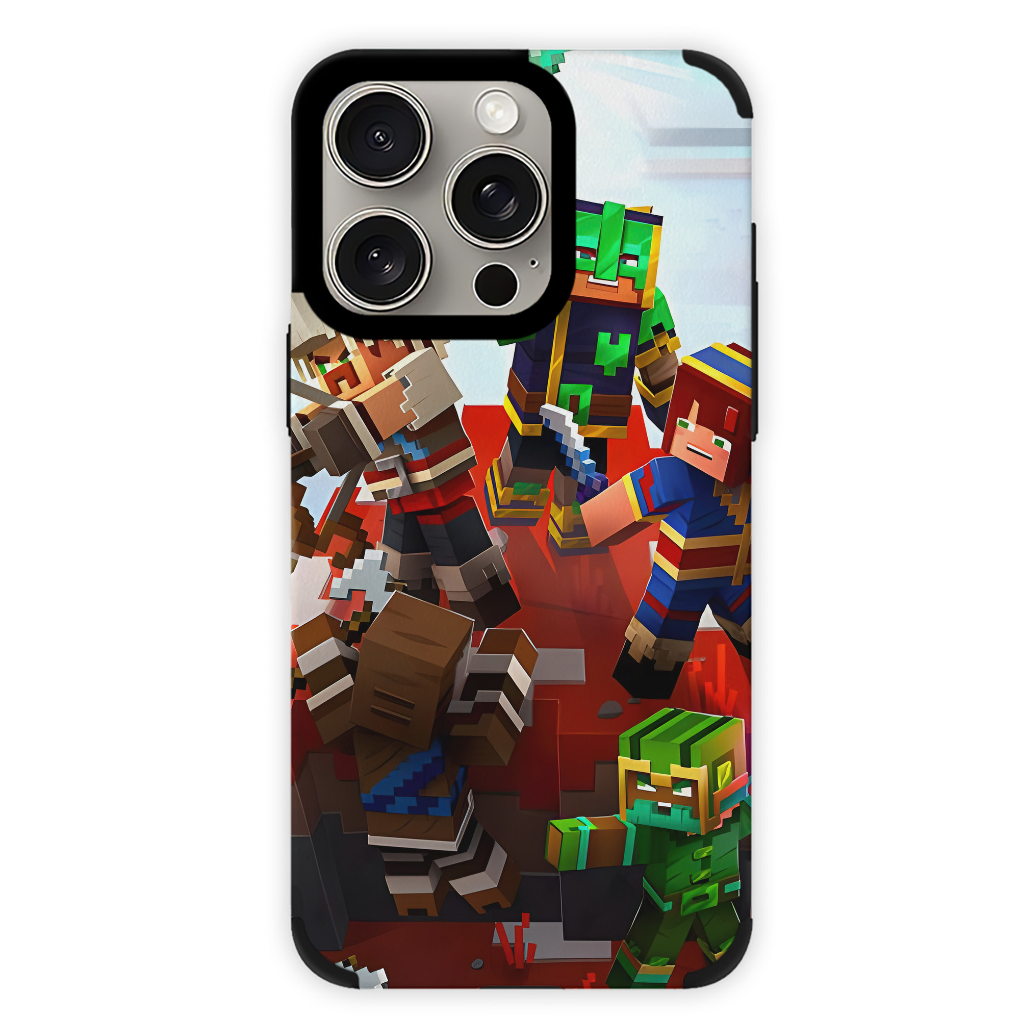 （画像用） マインクラフト ブロックの世界 Minecraft MC Block world 【iPhone15ProMax対応】 PUレザー スマホケース 耐衝撃＆黄変防止