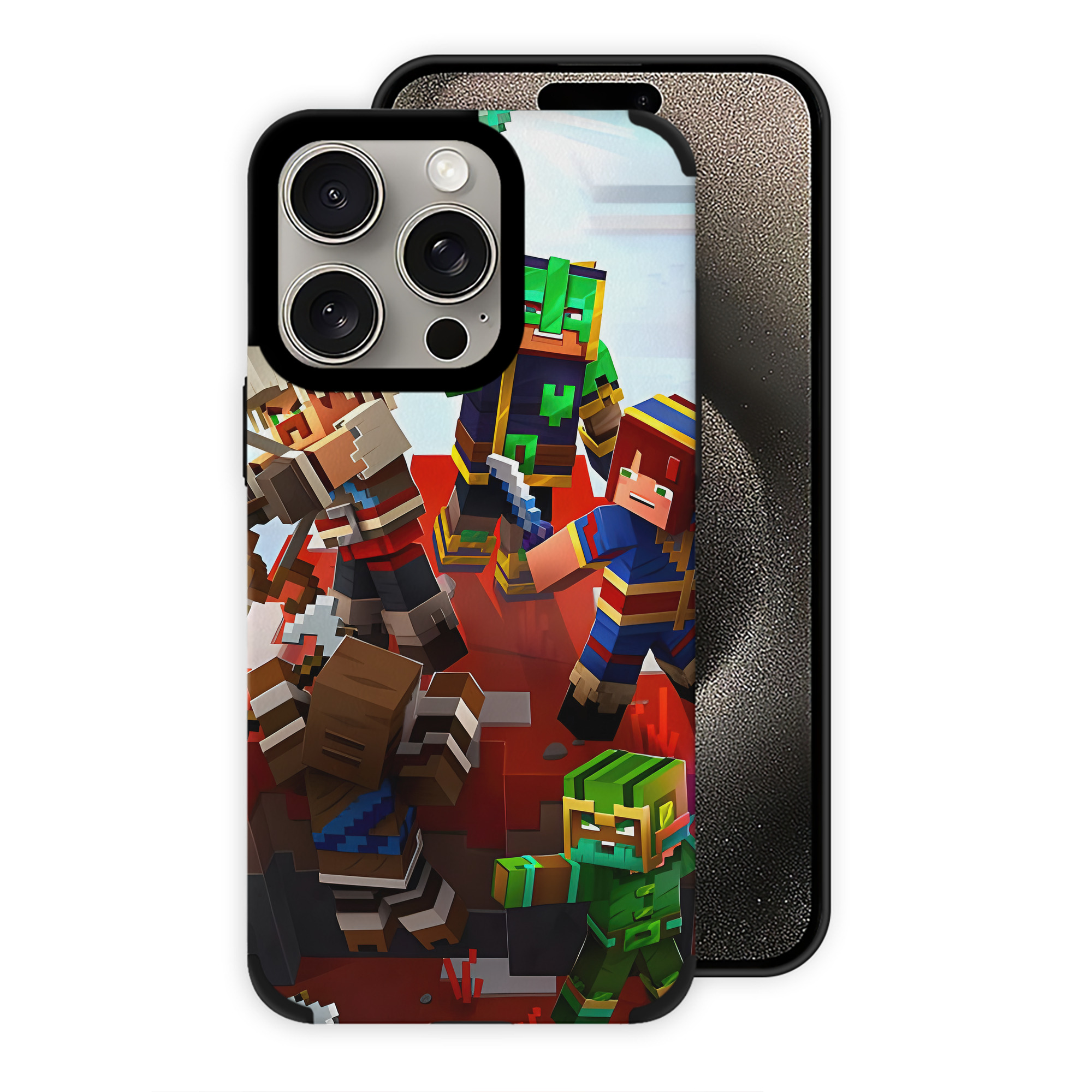 （画像用） マインクラフト ブロックの世界 Minecraft MC Block world 【iPhone15ProMax対応】 PUレザー スマホケース 耐衝撃＆黄変防止