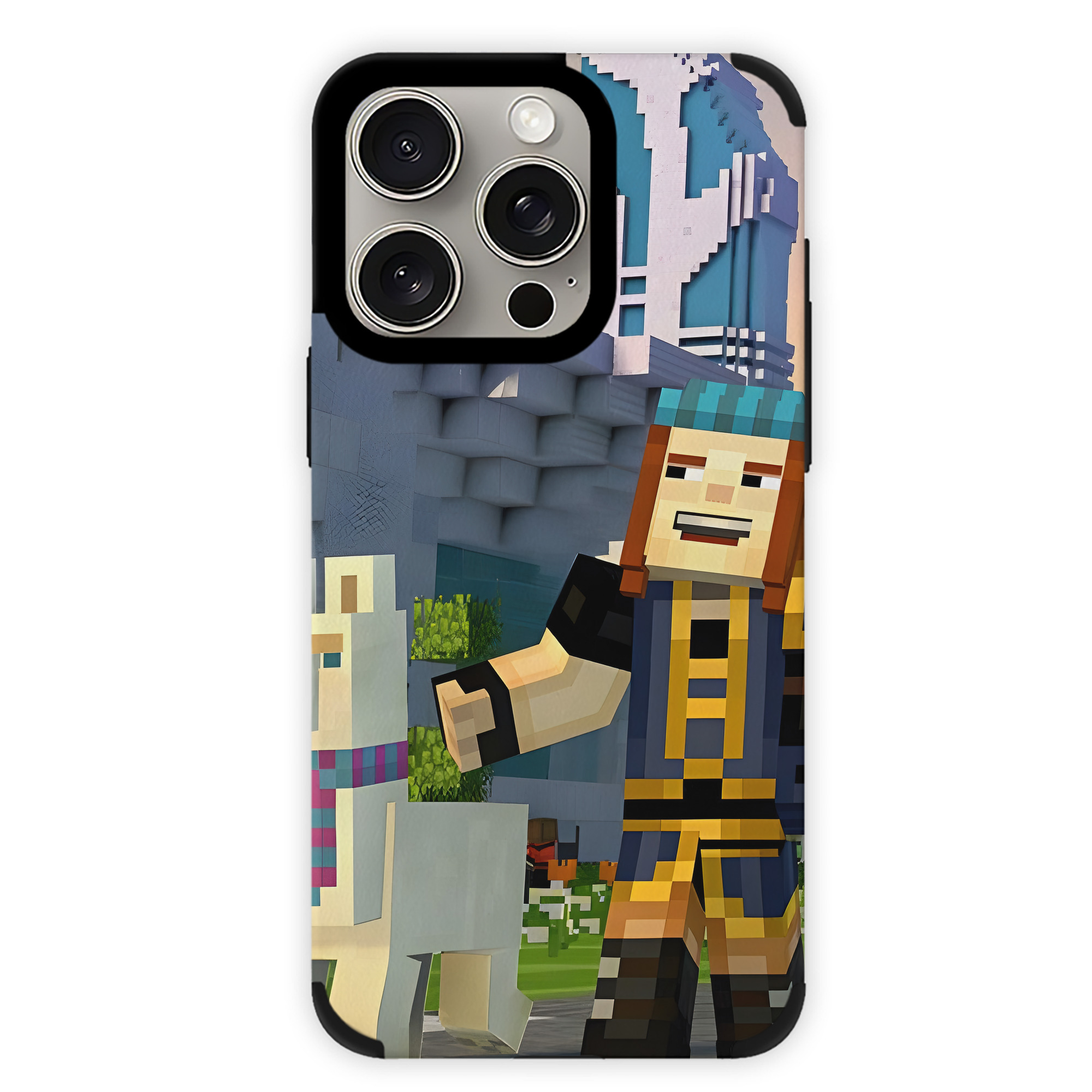 （画像用） マインクラフト ブロックの世界 Minecraft MC Block world 【iPhone15ProMax対応】 PUレザー スマホケース 耐衝撃＆黄変防止