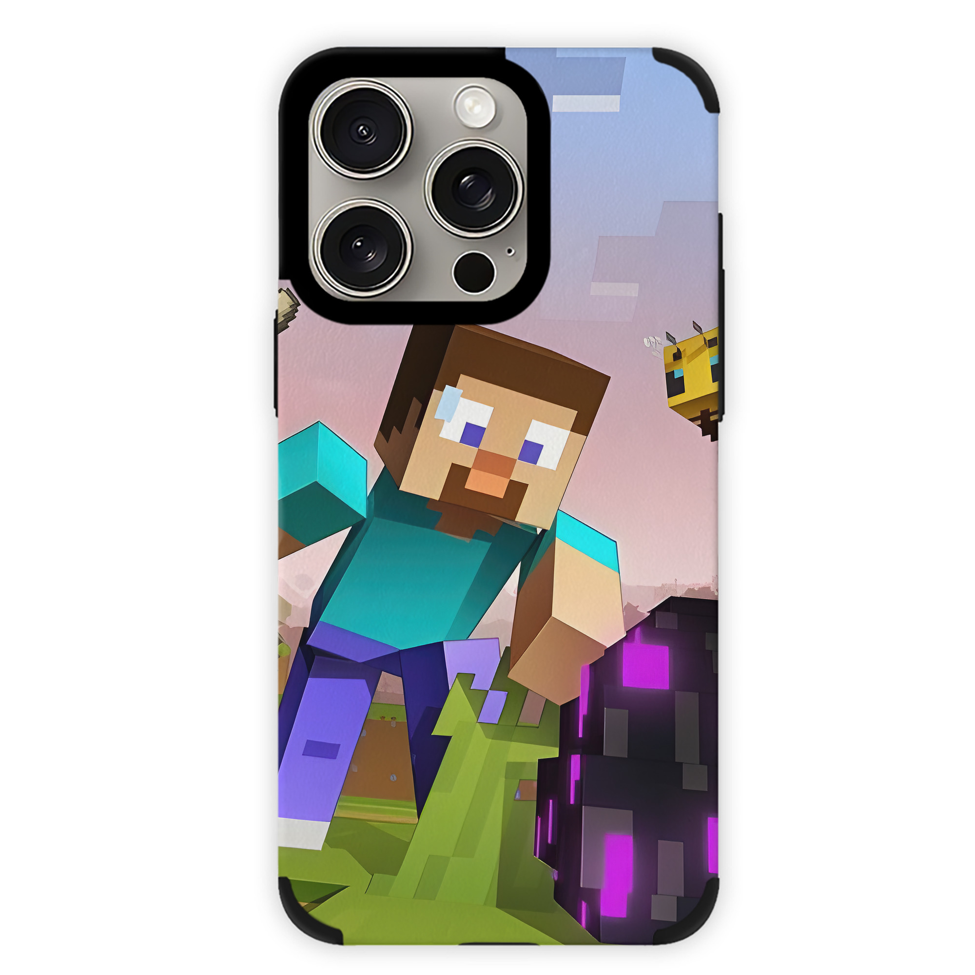 （画像用） マインクラフト ブロックの世界 Minecraft MC Block world 【iPhone15ProMax対応】 PUレザー スマホケース 耐衝撃＆黄変防止