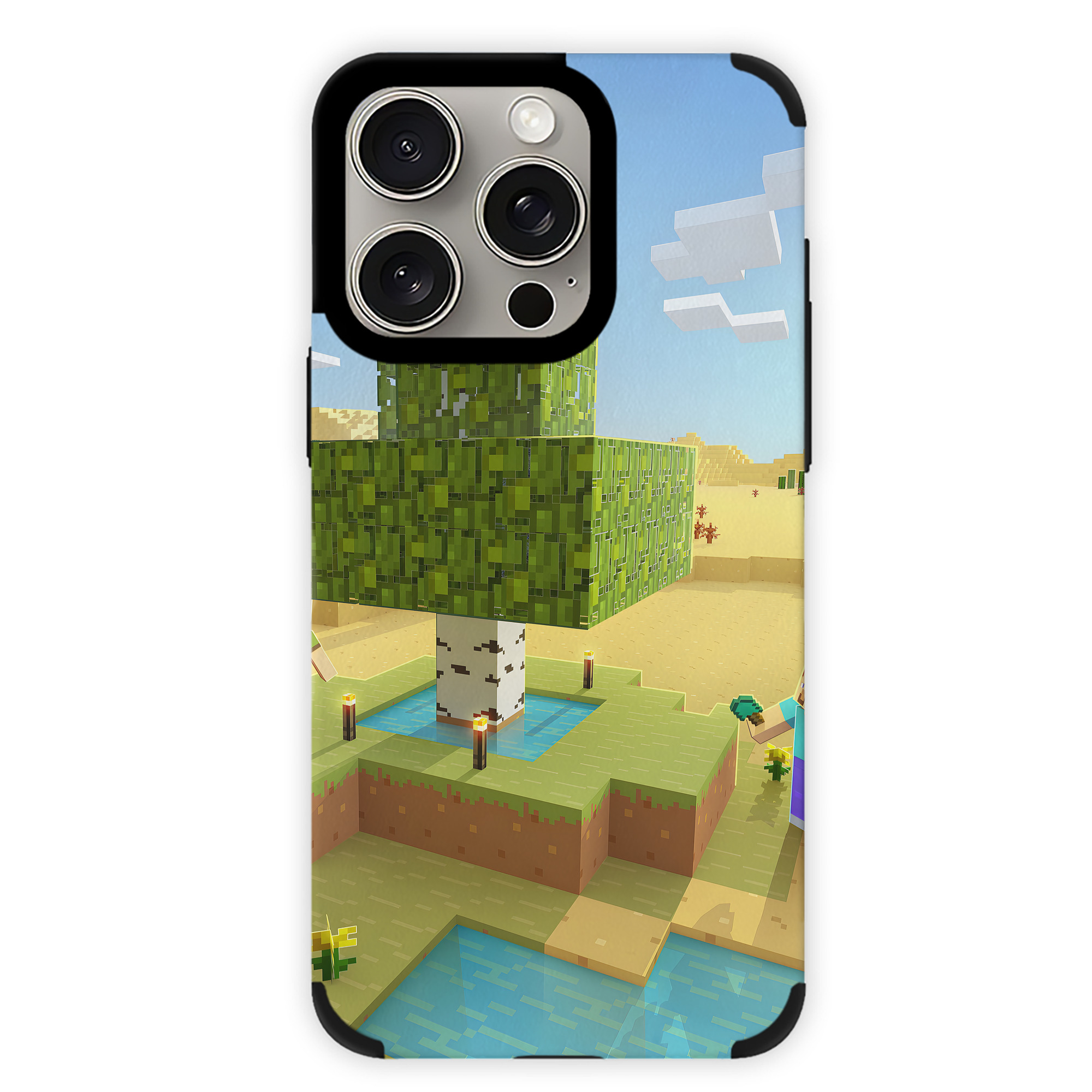 （画像用） マインクラフト ブロックの世界 Minecraft MC Block world 【iPhone15ProMax対応】 PUレザー スマホケース 耐衝撃＆黄変防止