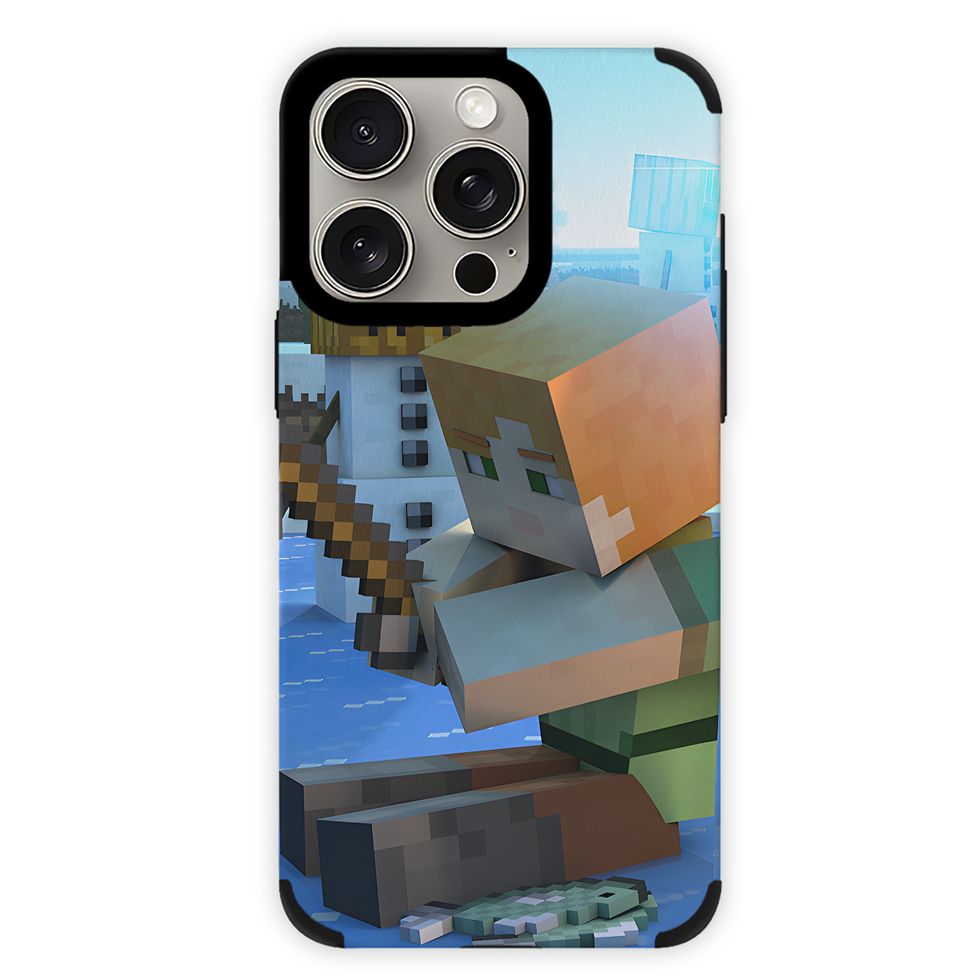 （画像用） マインクラフト ブロックの世界 Minecraft MC Block world 【iPhone15ProMax対応】 PUレザー スマホケース 耐衝撃＆黄変防止