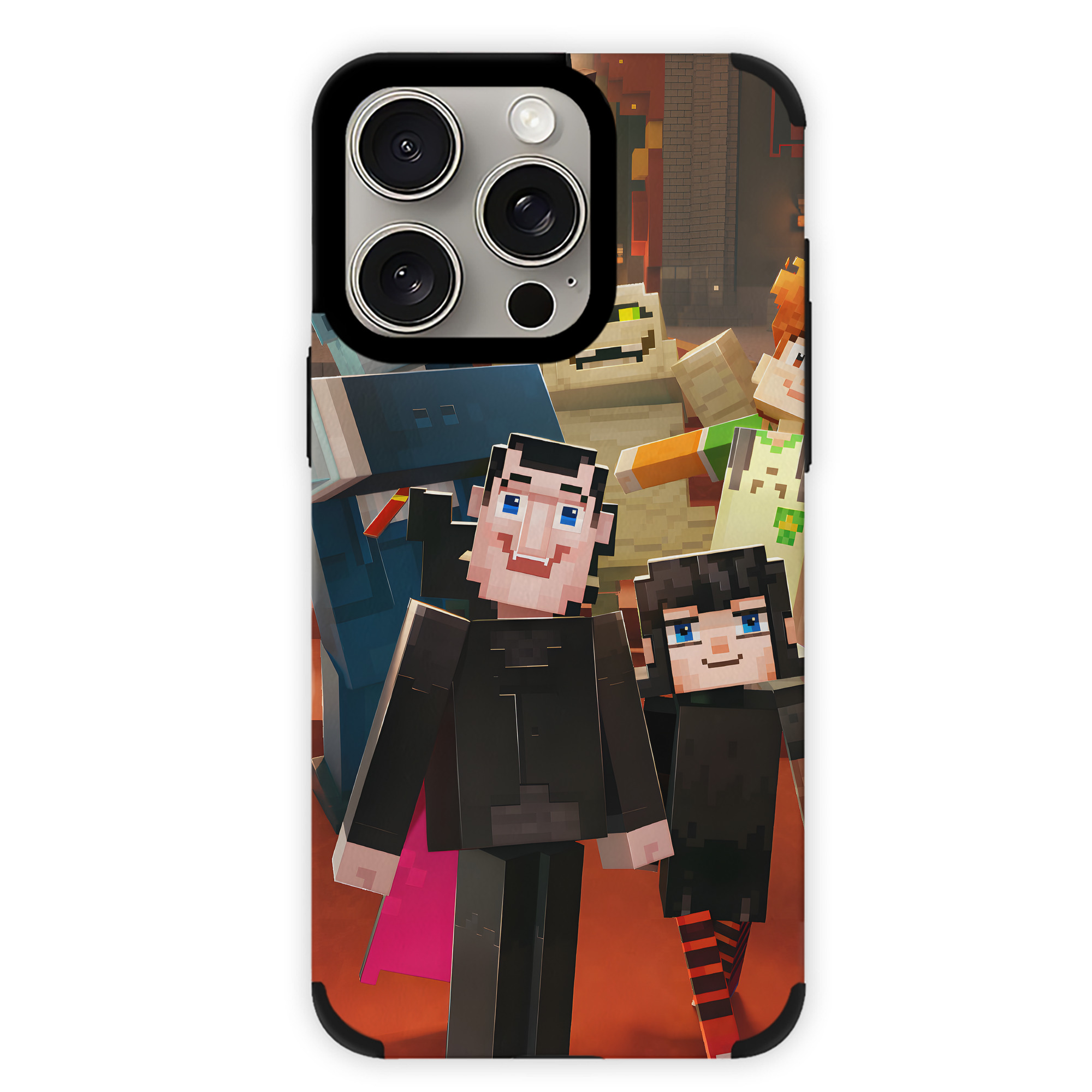 （画像用） マインクラフト ブロックの世界 Minecraft MC Block world 【iPhone15ProMax対応】 PUレザー スマホケース 耐衝撃＆黄変防止