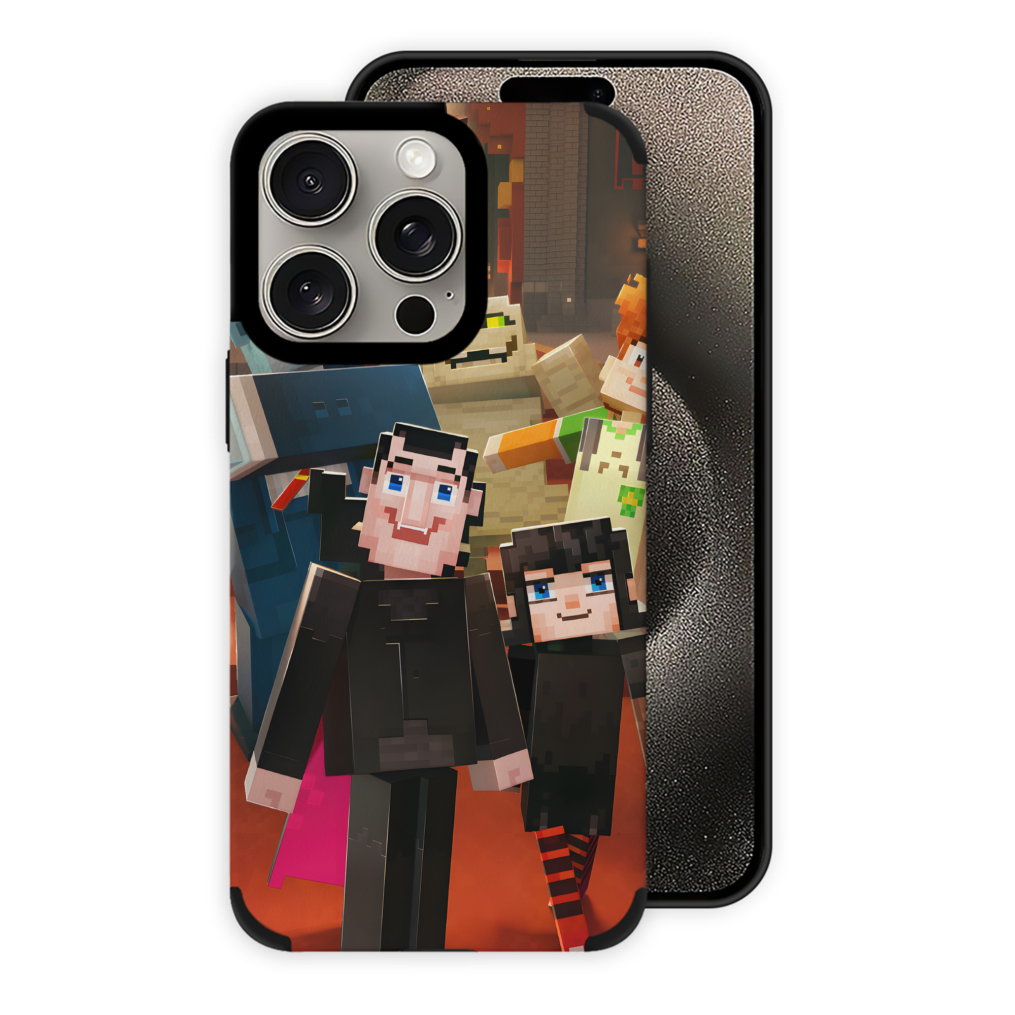 （画像用） マインクラフト ブロックの世界 Minecraft MC Block world 【iPhone15ProMax対応】 PUレザー スマホケース 耐衝撃＆黄変防止