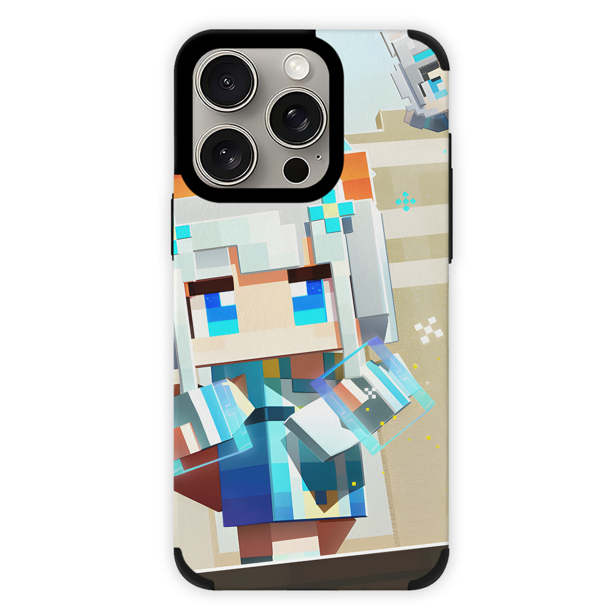 （画像用） マインクラフト ブロックの世界 Minecraft MC Block world 【iPhone15ProMax対応】 PUレザー スマホケース 耐衝撃＆黄変防止