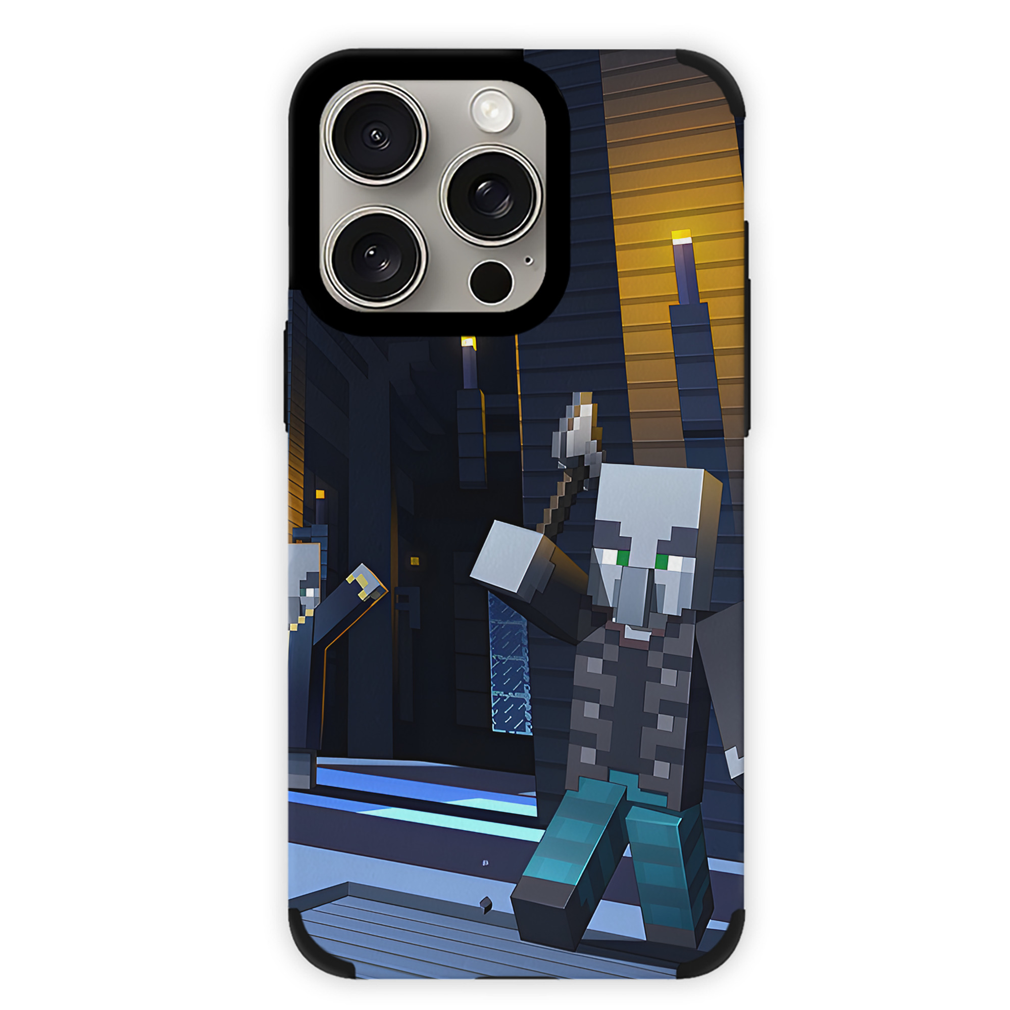 （画像用） マインクラフト ブロックの世界 Minecraft MC Block world 【iPhone15ProMax対応】 PUレザー スマホケース 耐衝撃＆黄変防止