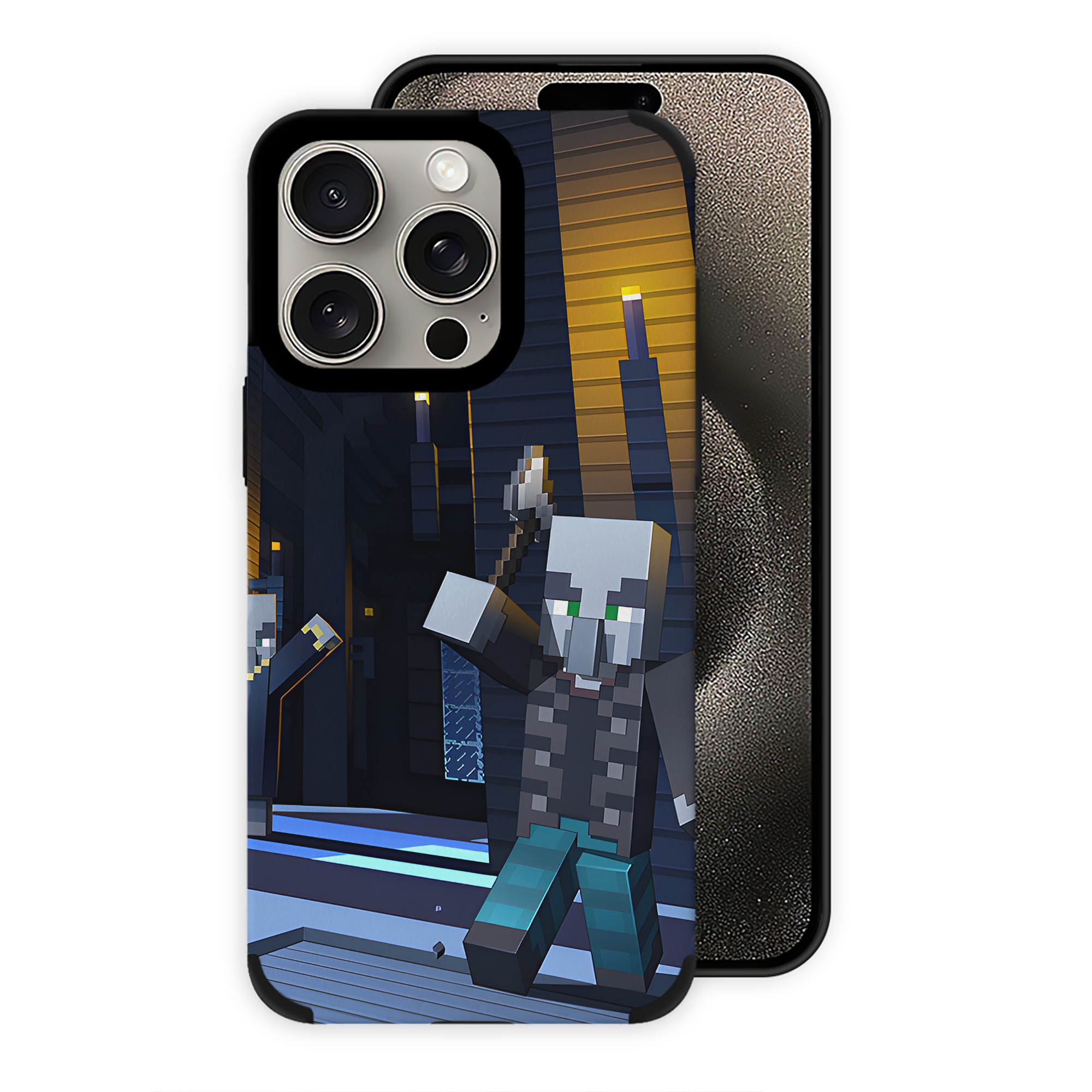 （画像用） マインクラフト ブロックの世界 Minecraft MC Block world 【iPhone15ProMax対応】 PUレザー スマホケース 耐衝撃＆黄変防止