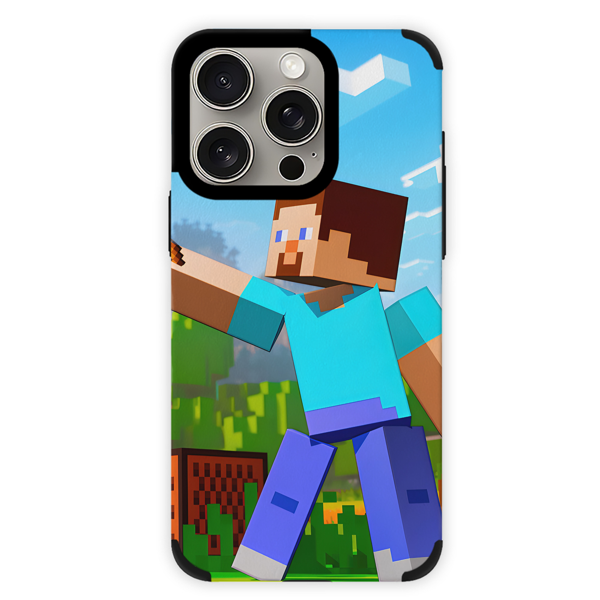 （画像用） マインクラフト ブロックの世界 Minecraft MC Block world 【iPhone15ProMax対応】 PUレザー スマホケース 耐衝撃＆黄変防止