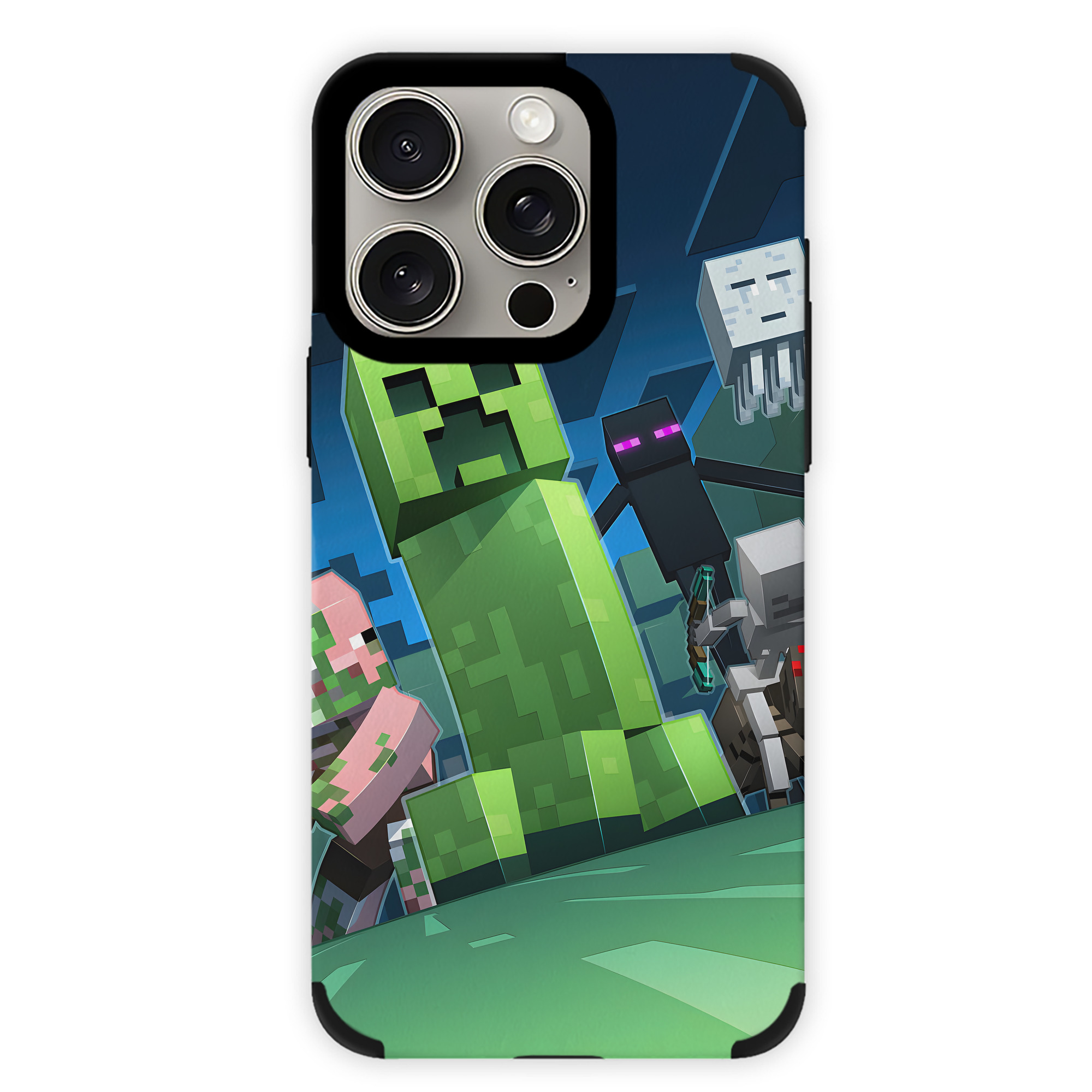 （画像用） マインクラフト ブロックの世界 Minecraft MC Block world 【iPhone15ProMax対応】 PUレザー スマホケース 耐衝撃＆黄変防止
