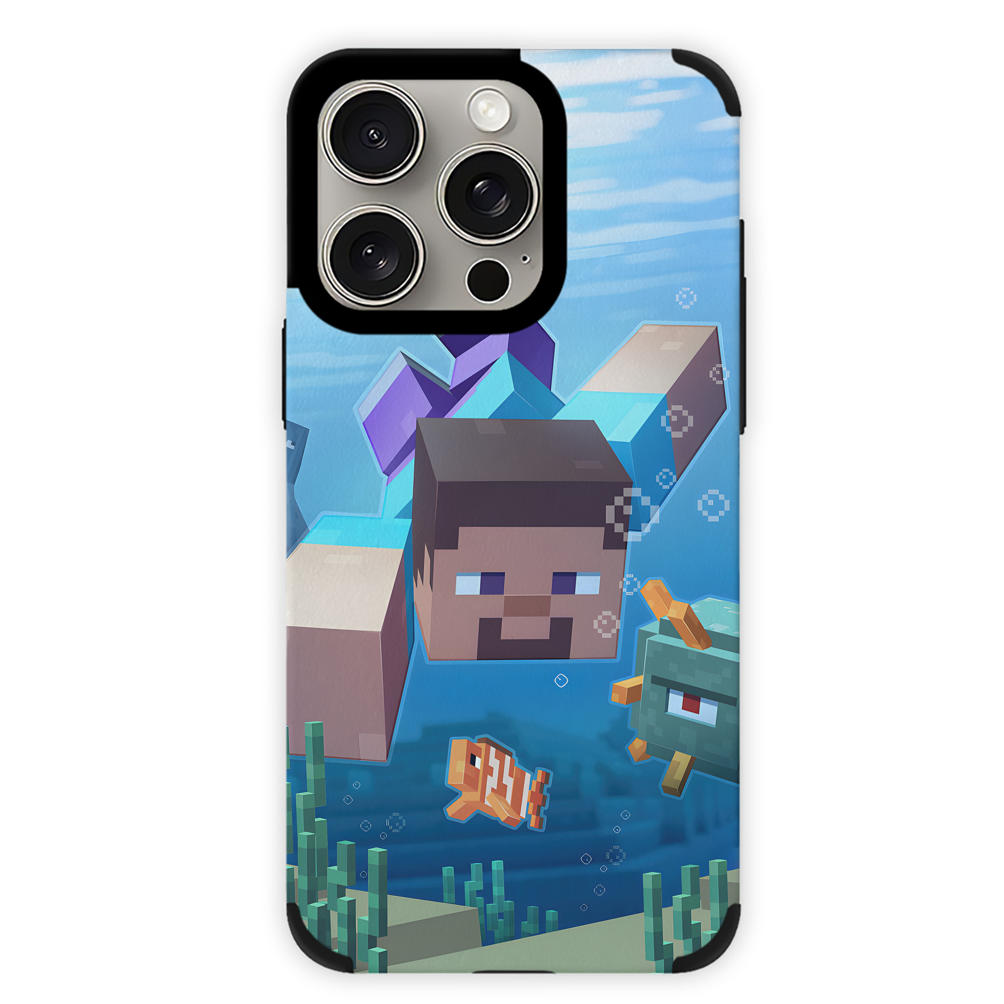 （画像用） マインクラフト ブロックの世界 Minecraft MC Block world 【iPhone15ProMax対応】 PUレザー スマホケース 耐衝撃＆黄変防止