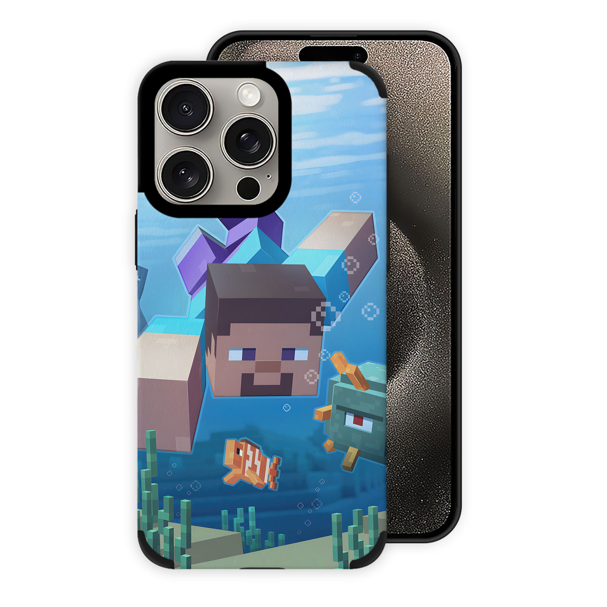 （画像用） マインクラフト ブロックの世界 Minecraft MC Block world 【iPhone15ProMax対応】 PUレザー スマホケース 耐衝撃＆黄変防止