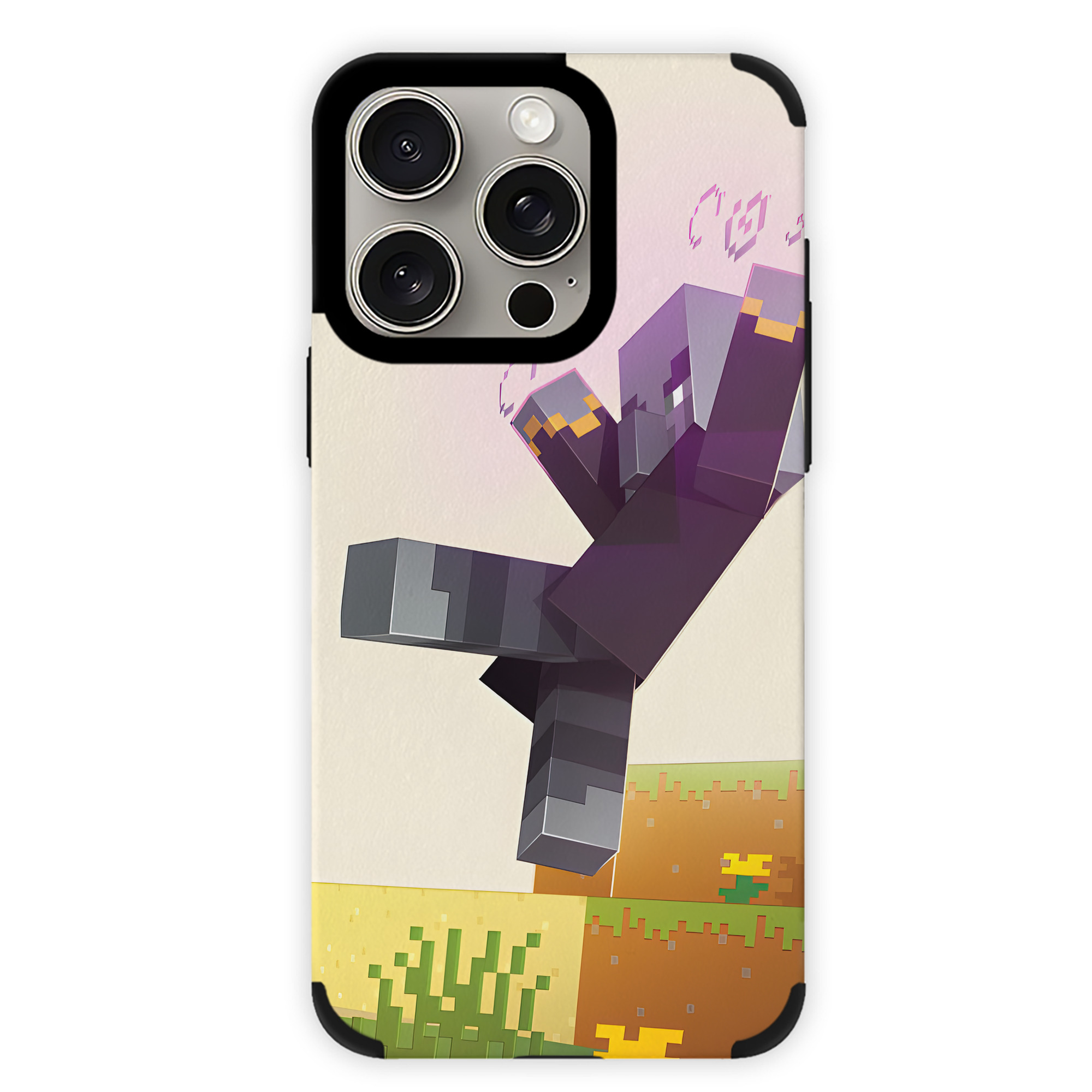 （画像用） マインクラフト ブロックの世界 Minecraft MC Block world 【iPhone15ProMax対応】 PUレザー スマホケース 耐衝撃＆黄変防止