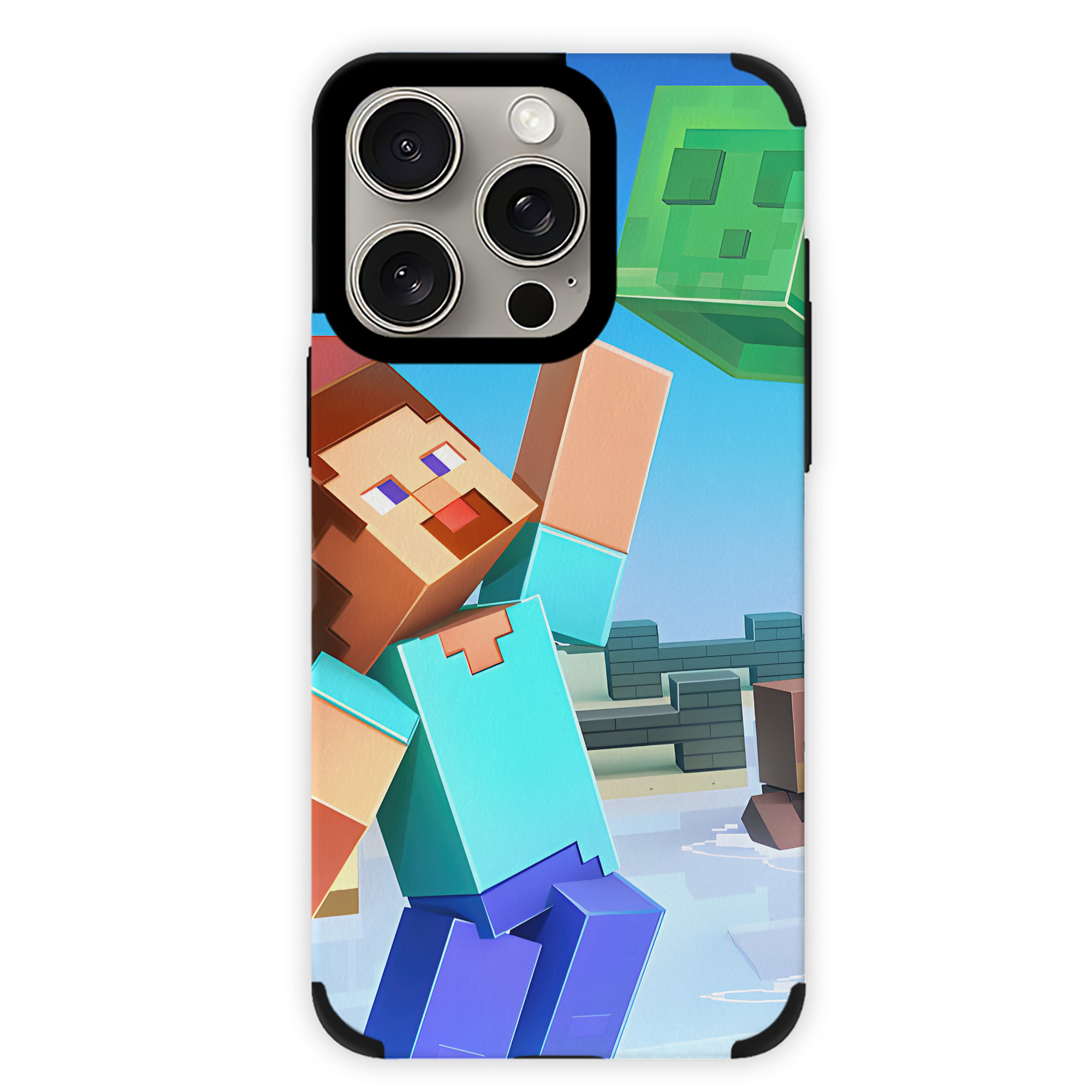 （画像用） マインクラフト ブロックの世界 Minecraft MC Block world 【iPhone15ProMax対応】 PUレザー スマホケース 耐衝撃＆黄変防止
