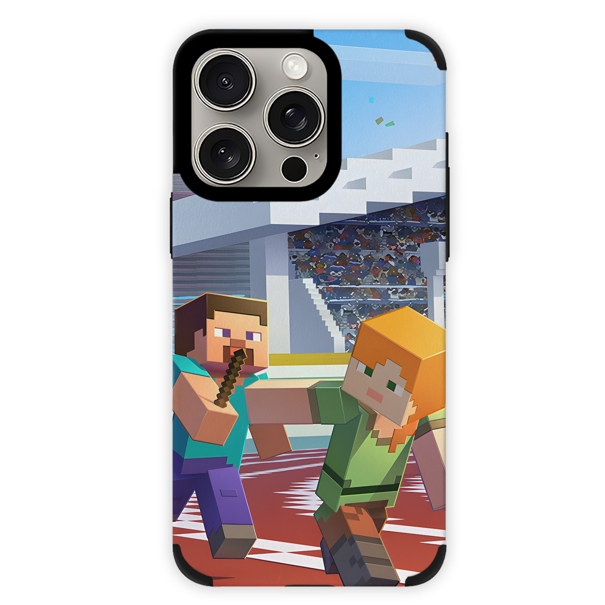 （画像用） マインクラフト ブロックの世界 Minecraft MC Block world 【iPhone15ProMax対応】 PUレザー スマホケース 耐衝撃＆黄変防止