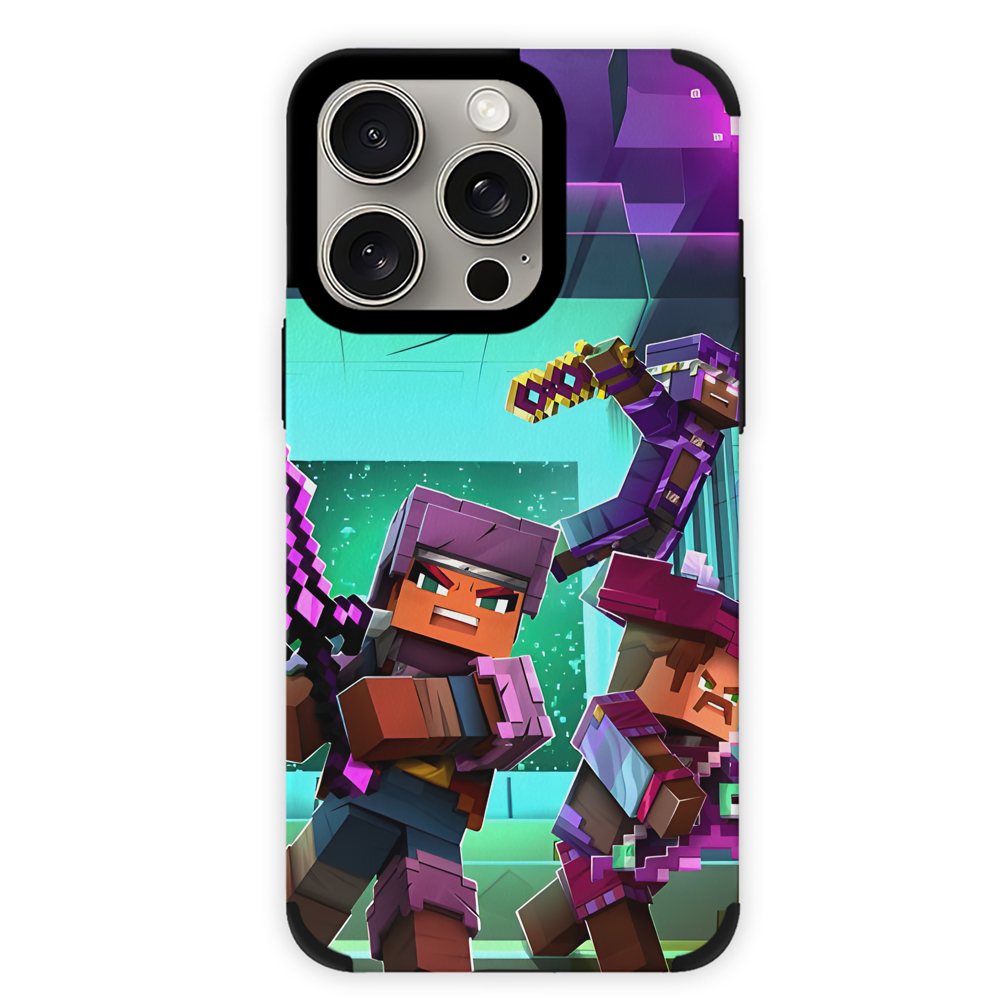 （画像用） マインクラフト ブロックの世界 Minecraft MC Block world 【iPhone15ProMax対応】 PUレザー スマホケース 耐衝撃＆黄変防止
