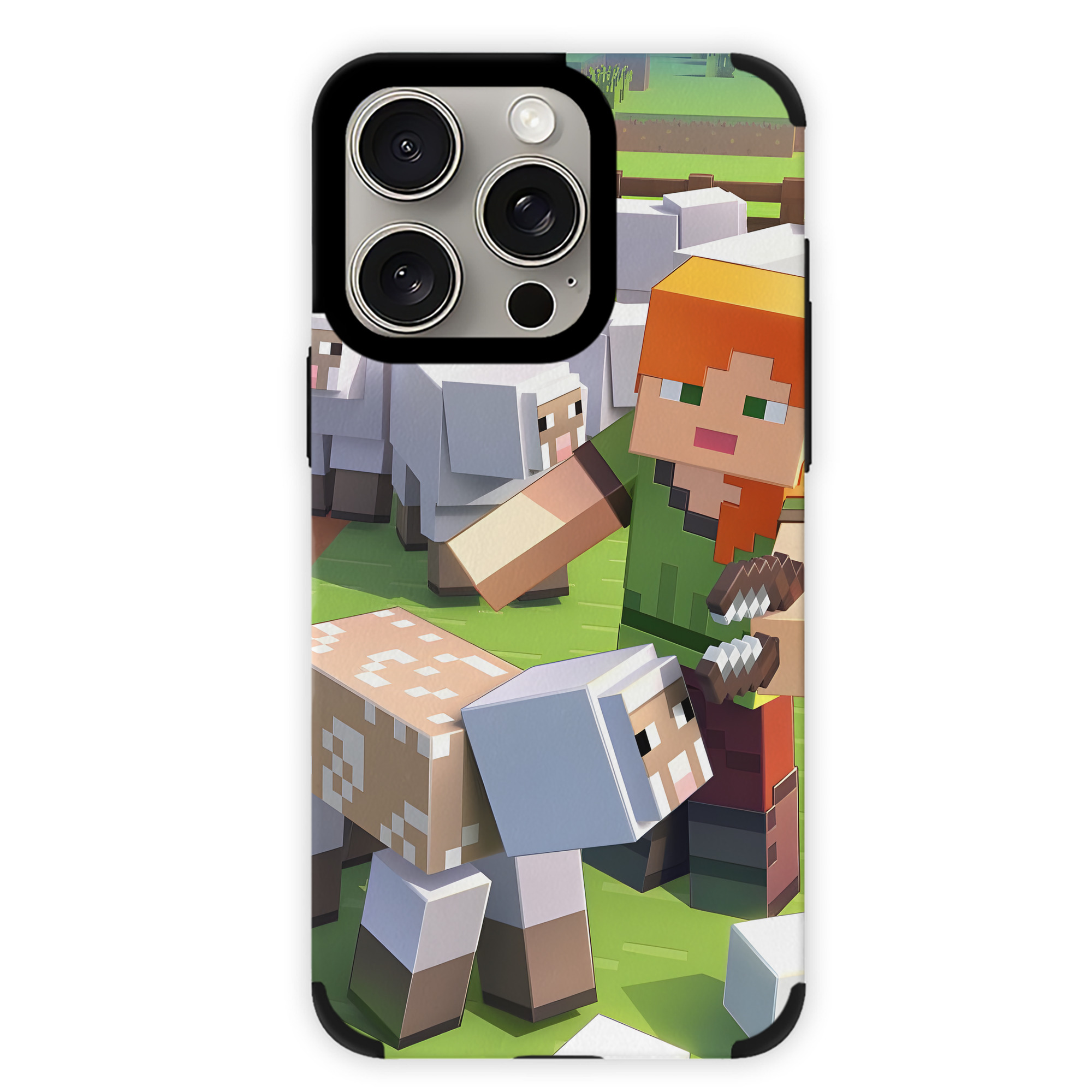 （画像用） マインクラフト ブロックの世界 Minecraft MC Block world 【iPhone15ProMax対応】 PUレザー スマホケース 耐衝撃＆黄変防止