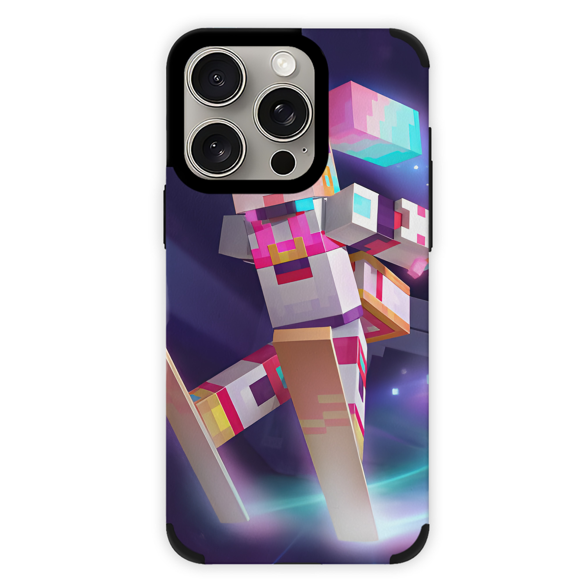 （画像用） マインクラフト ブロックの世界 Minecraft MC Block world 【iPhone15ProMax対応】 PUレザー スマホケース 耐衝撃＆黄変防止