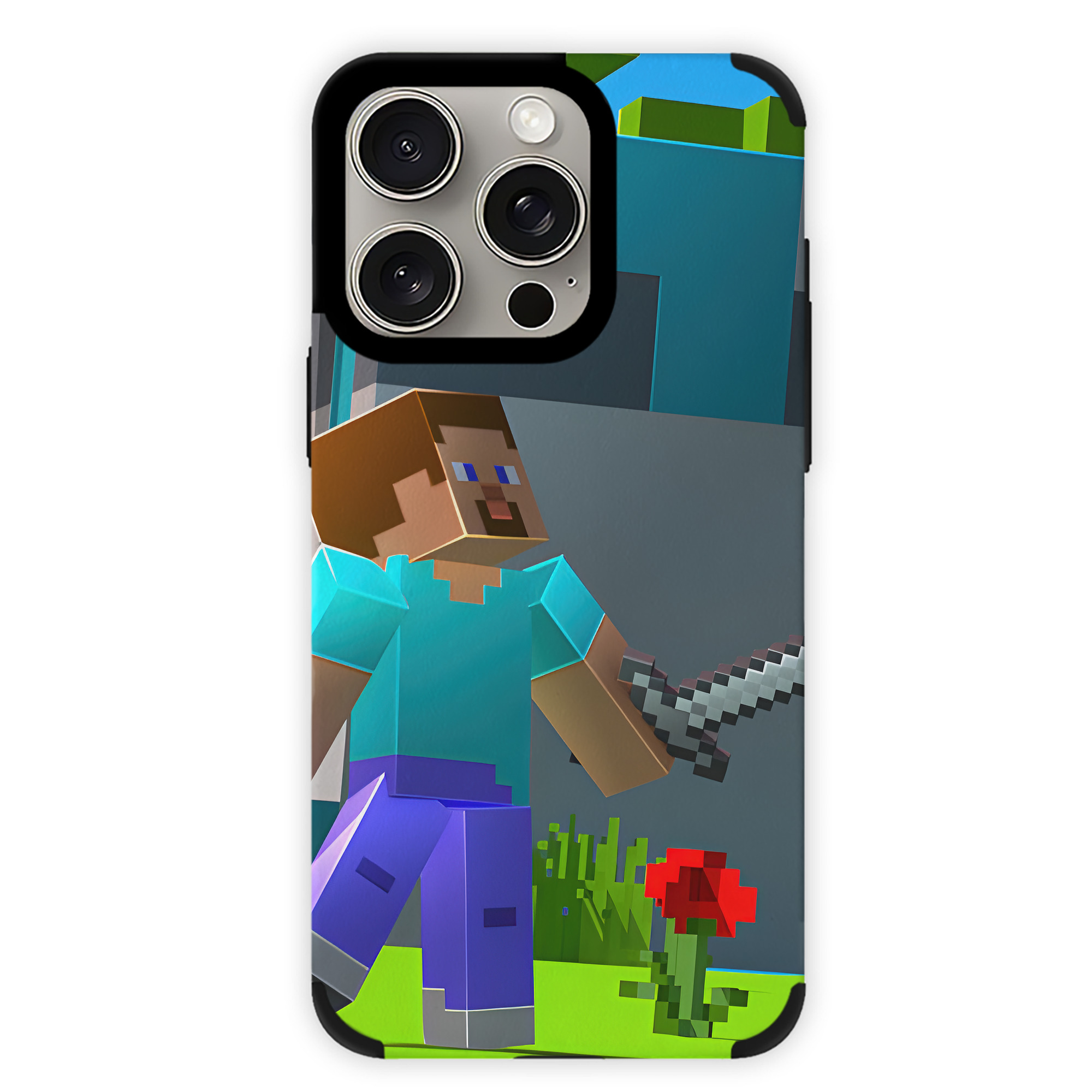 （画像用） マインクラフト ブロックの世界 Minecraft MC Block world 【iPhone15ProMax対応】 PUレザー スマホケース 耐衝撃＆黄変防止