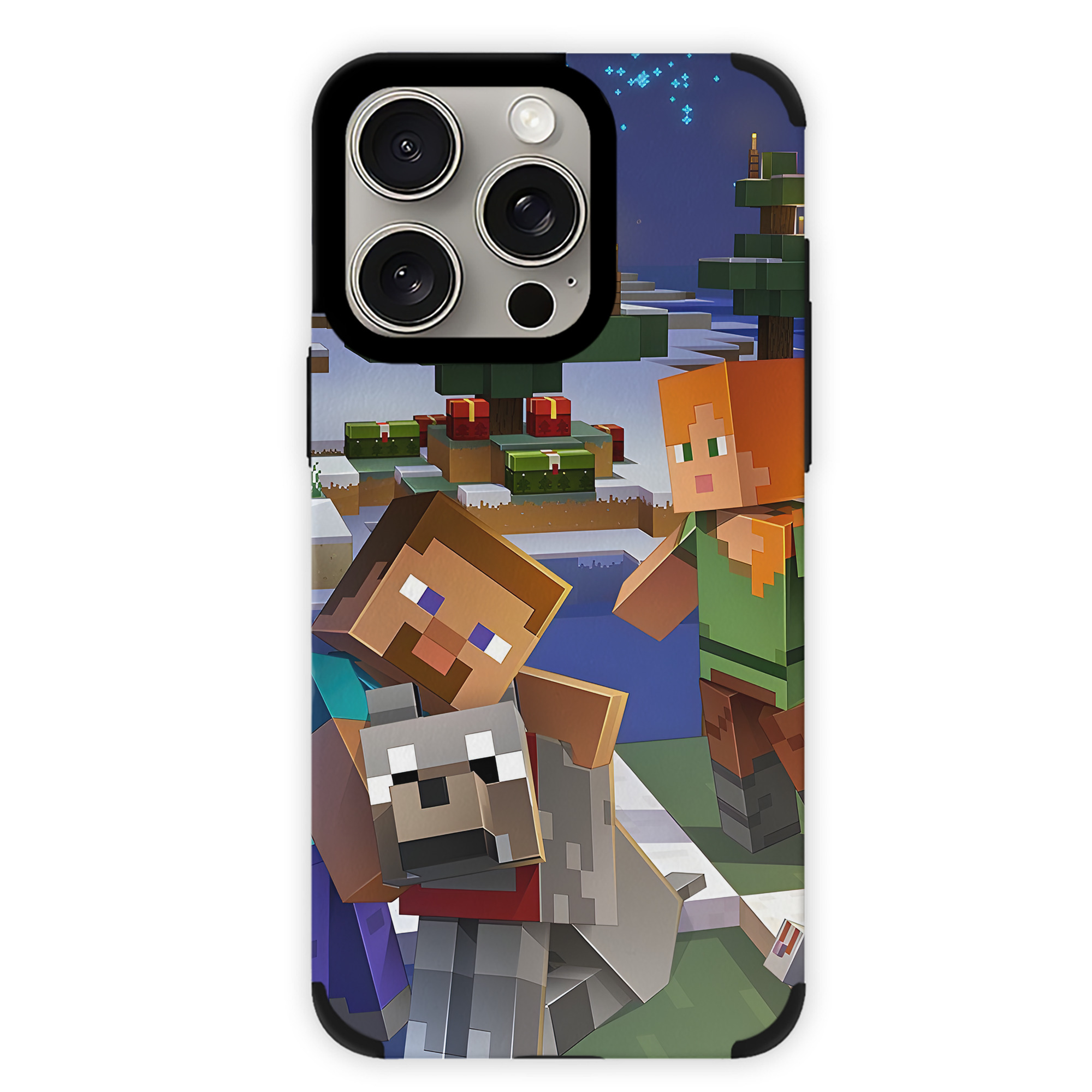 （画像用） マインクラフト ブロックの世界 Minecraft MC Block world 【iPhone15ProMax対応】 PUレザー スマホケース 耐衝撃＆黄変防止