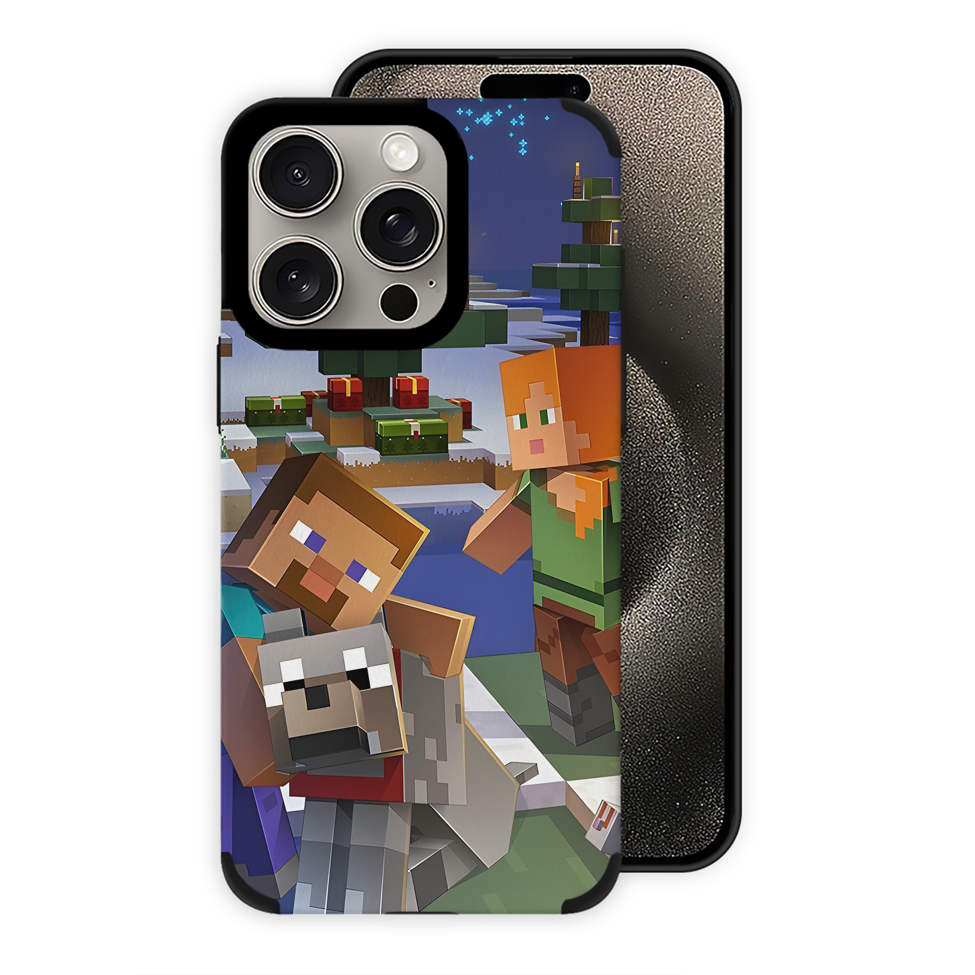 （画像用） マインクラフト ブロックの世界 Minecraft MC Block world 【iPhone15ProMax対応】 PUレザー スマホケース 耐衝撃＆黄変防止